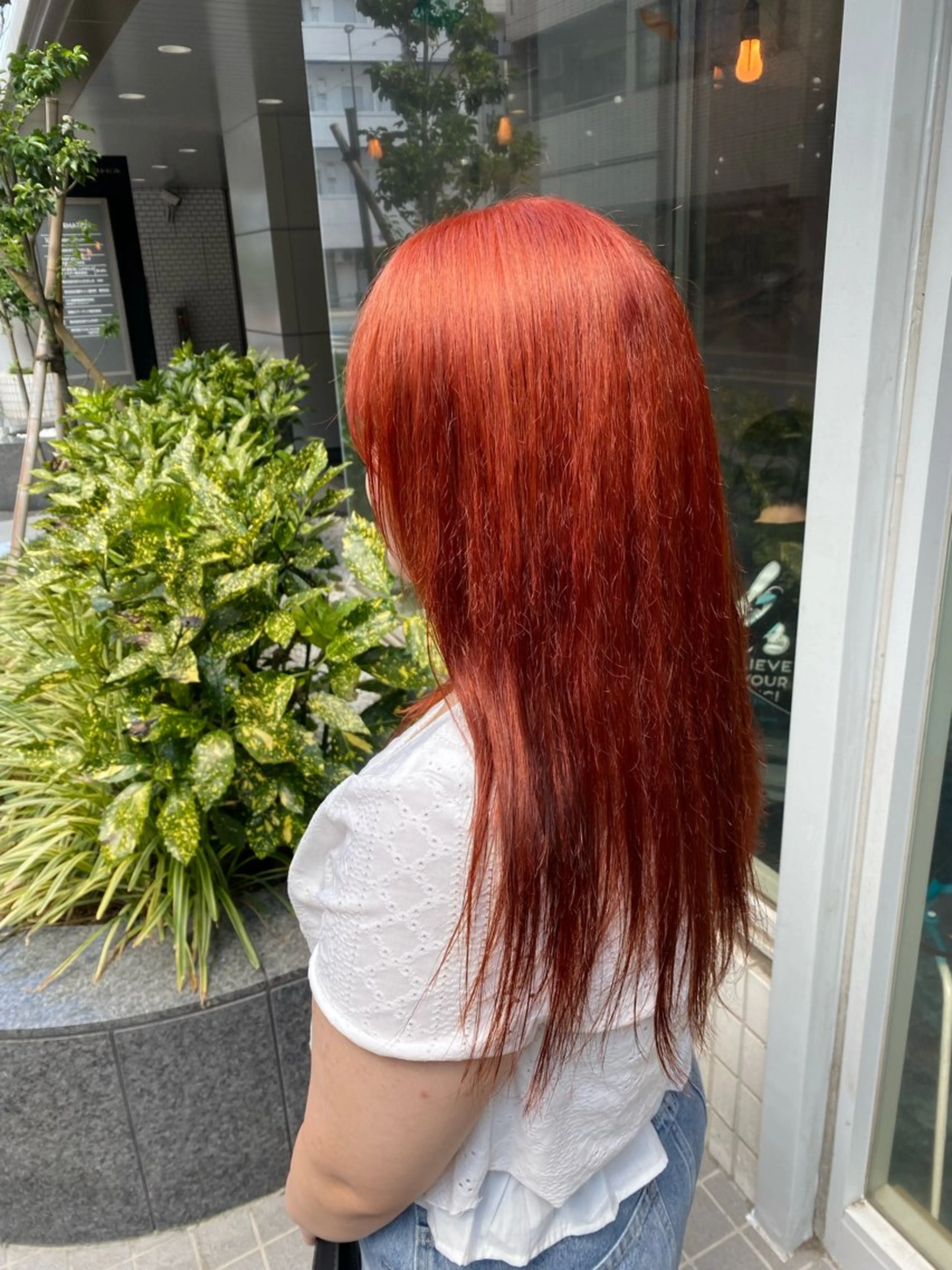 セミロング カラー ベージュカラー ブリーチ ケアブリーチ オレンジ オレンジベージュ ヘアカラー トリートメント Riganuts池袋 Hayato✂︎のヘアスタイル