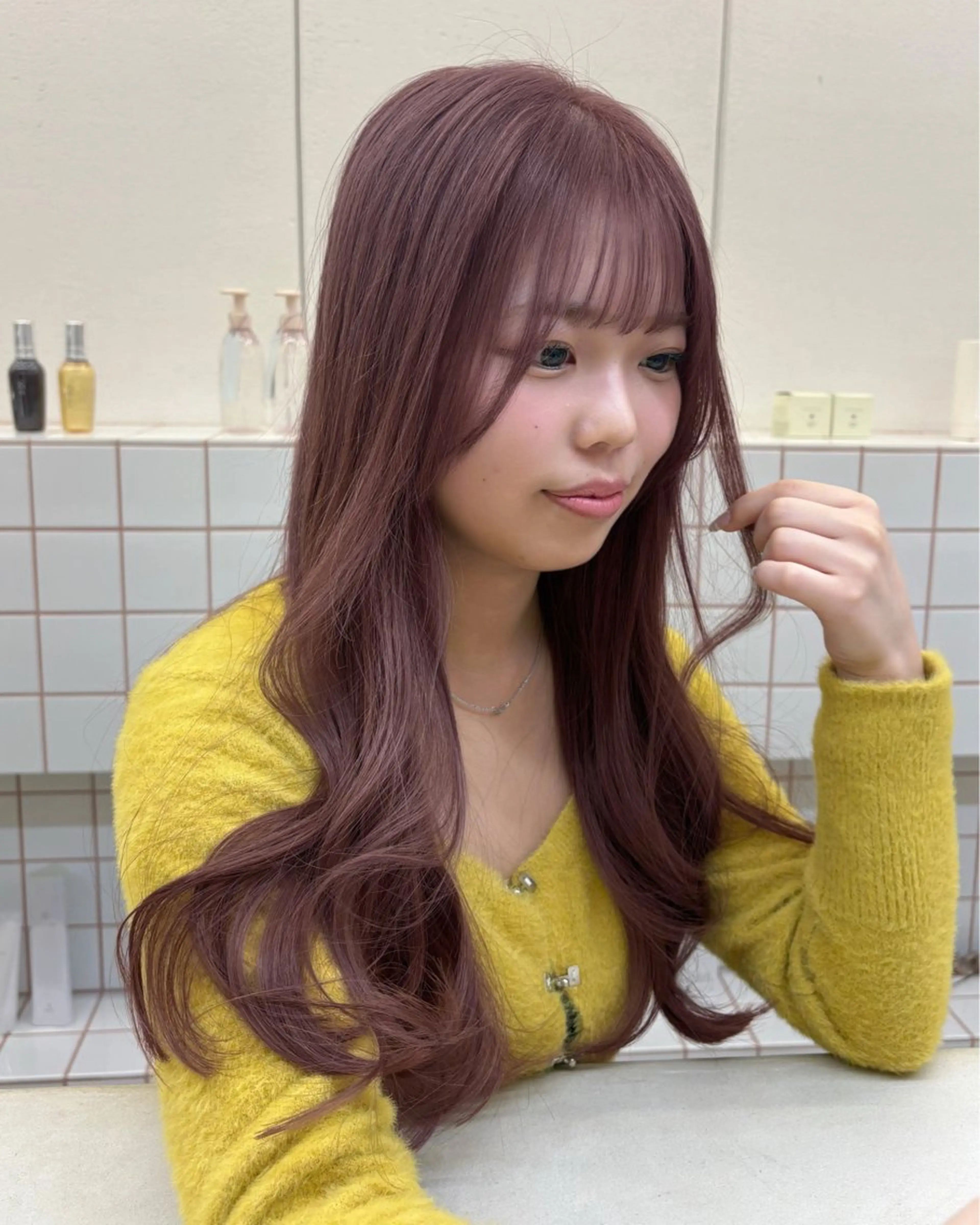 ロング カラー ベージュカラー ピンクカラー ヘアカラー トリートメント NIKO/名古屋/ 伏見/花屋併設のヘアスタイル