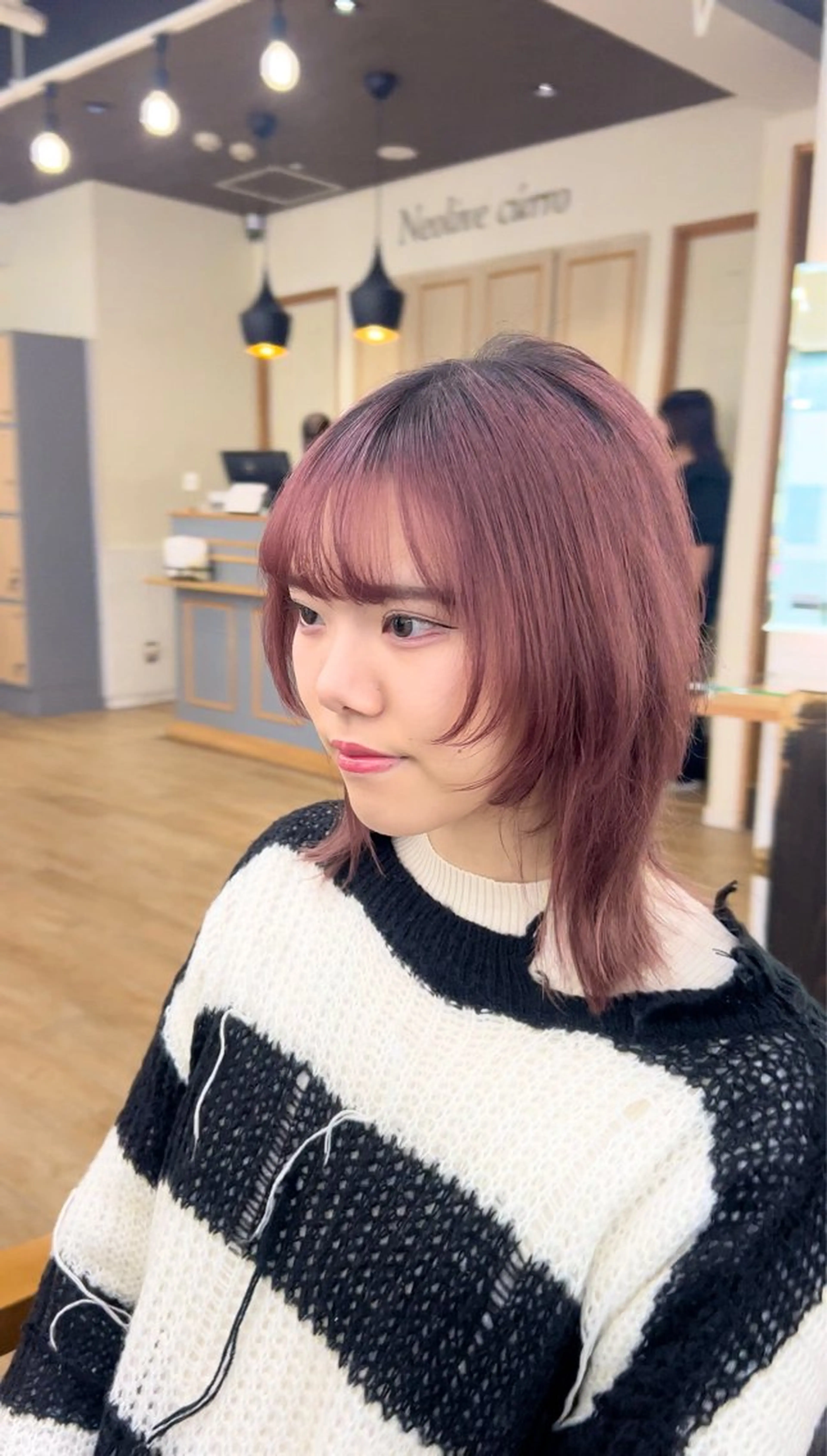 ミディアム カラー ピンクカラー ウルフカット パーマ/ハイライト 💙鶴岡　愛💙のヘアスタイル