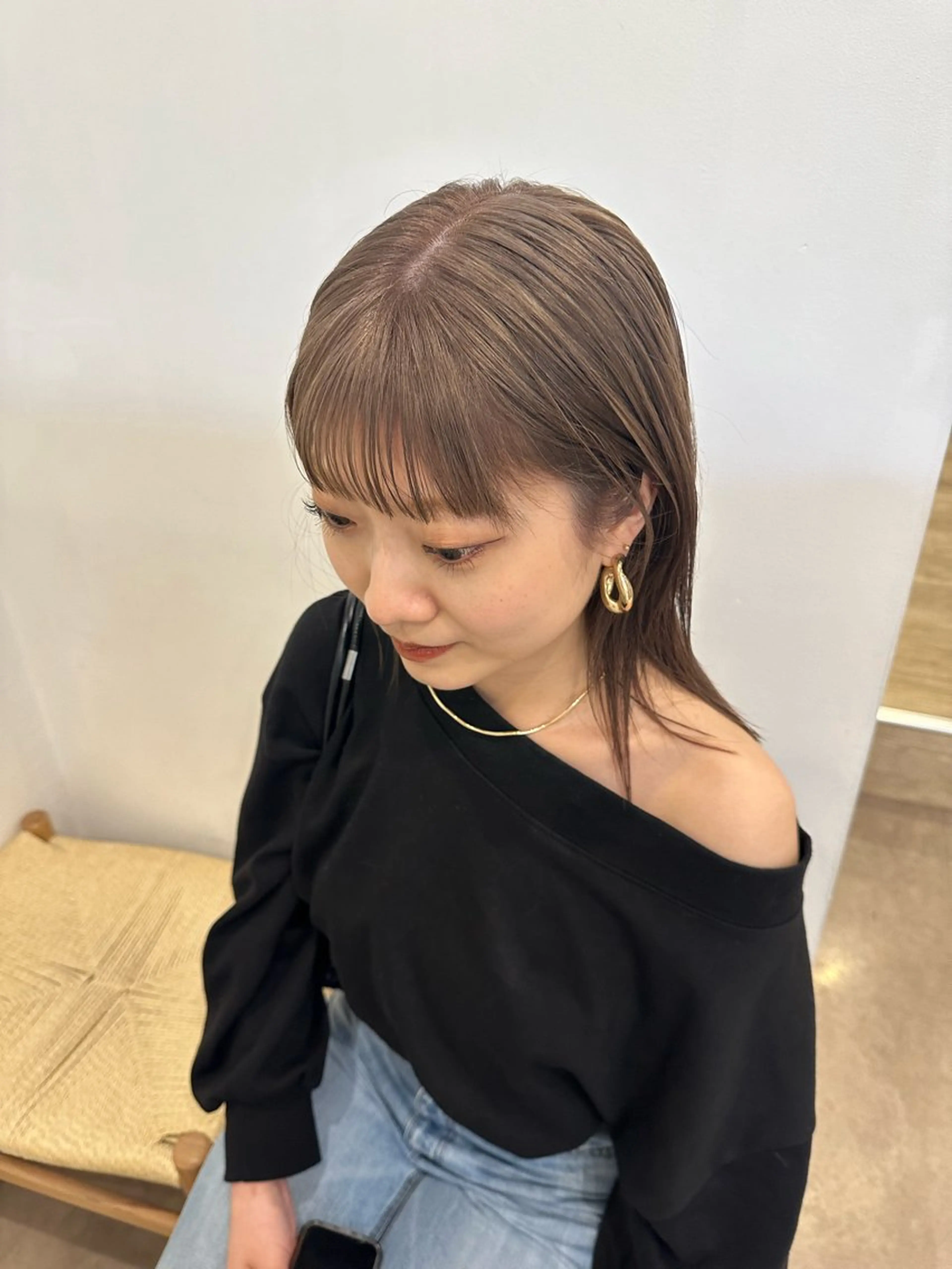 セミロング カラー ベージュカラー グレージュ ヘアカラー トリートメント 梅田/柔らかカラー/ オオハシ リナコのヘアスタイル