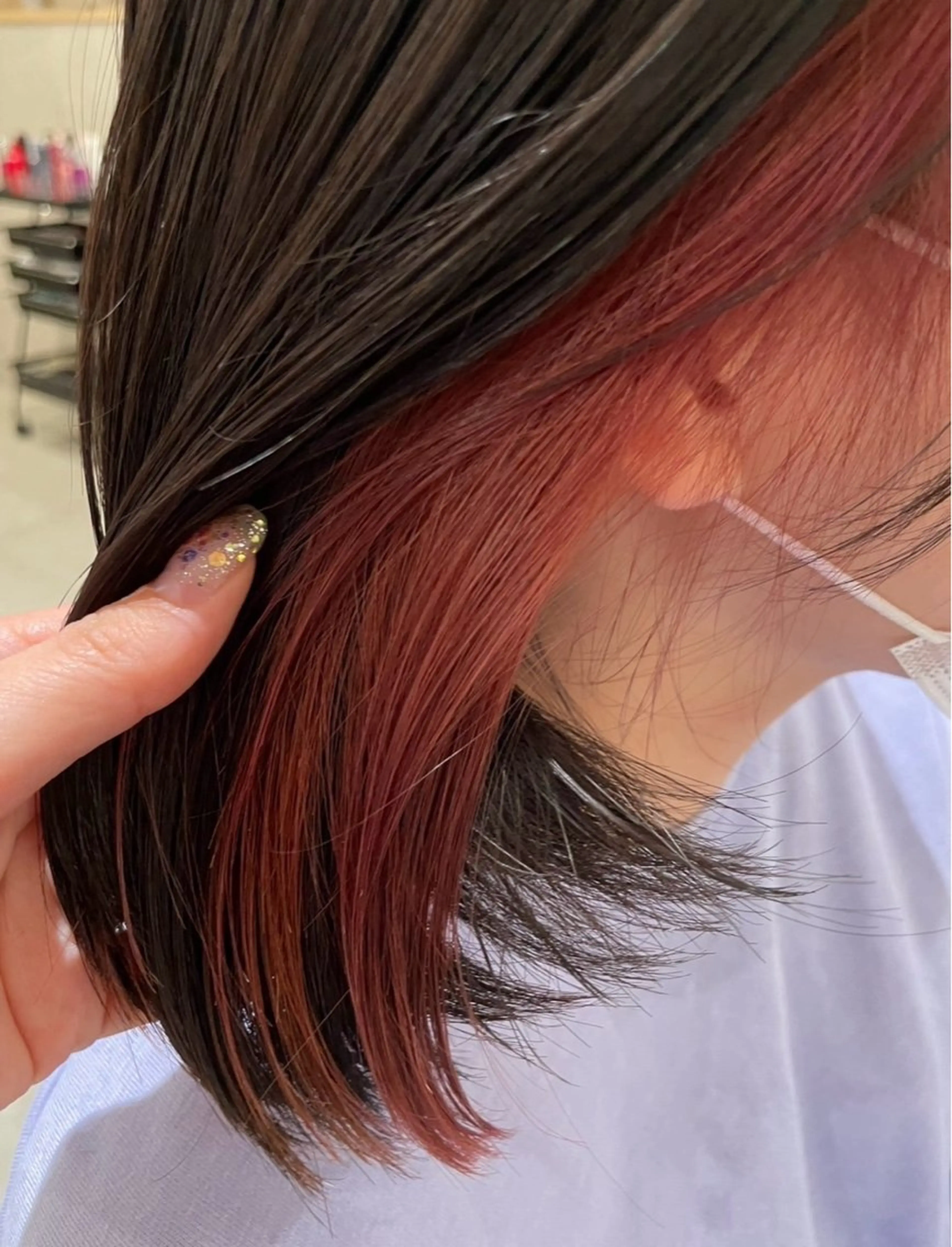 ミディアム カラー ダブルカラー レッドカラー パーマ/ボブ/レイ ヤー💫SUZUKAのヘアスタイル