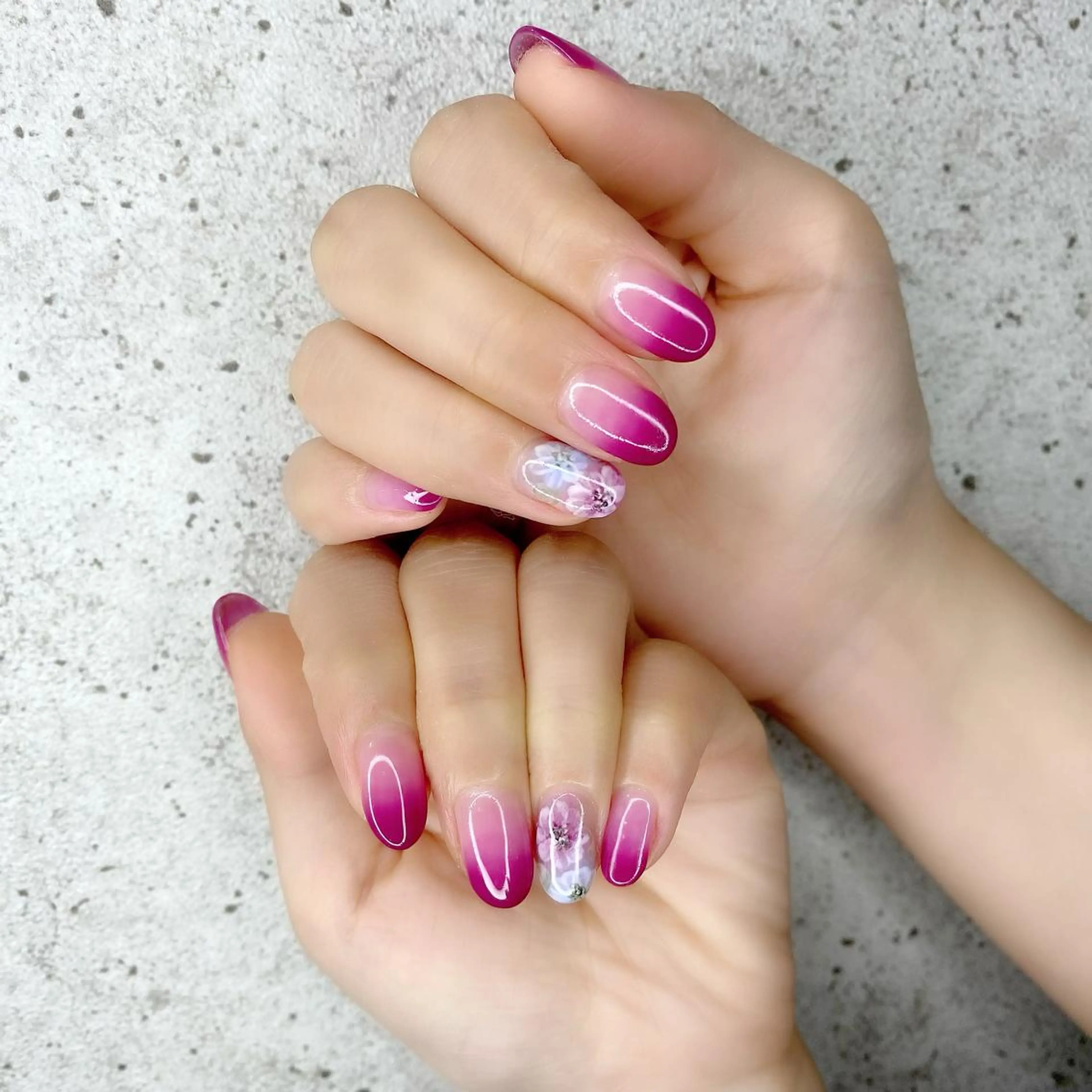 ミディアム カラー パーマ ヘアアレンジ メンズ キッズ ネイル マツエク・マツパ アイブロウ グラデーションカラー ピンクカラー ピンクパープル パープルカラー カラーマツエク ハンドネイル Salon Ｋのネイルデザイン