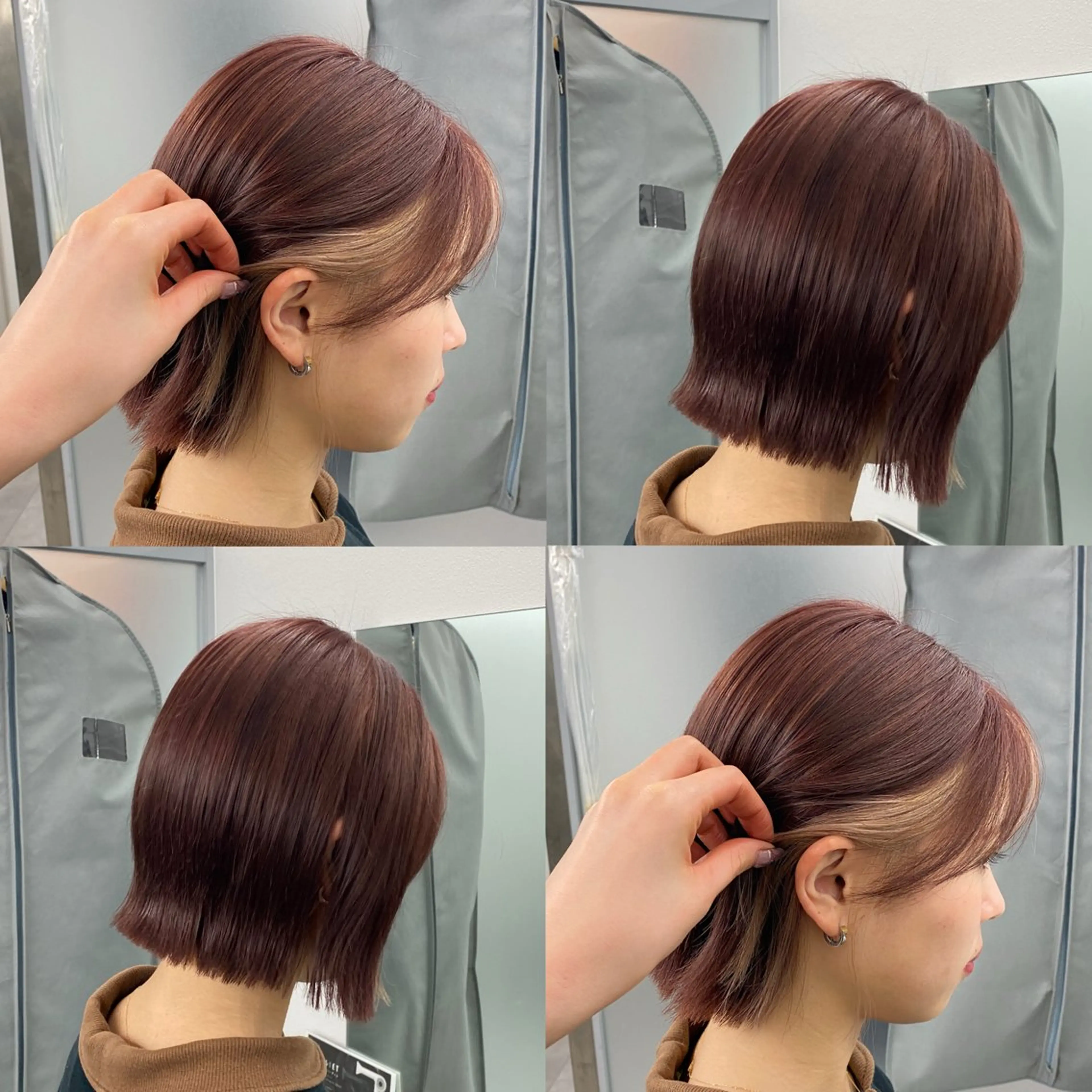 ショート カラー ベージュカラー ブラウンカラー レッドカラー レッドブラウン ホワイトベージュ カット ヘアカラー 江坂トレンド韓国風 髪質改善shinoのヘアスタイル