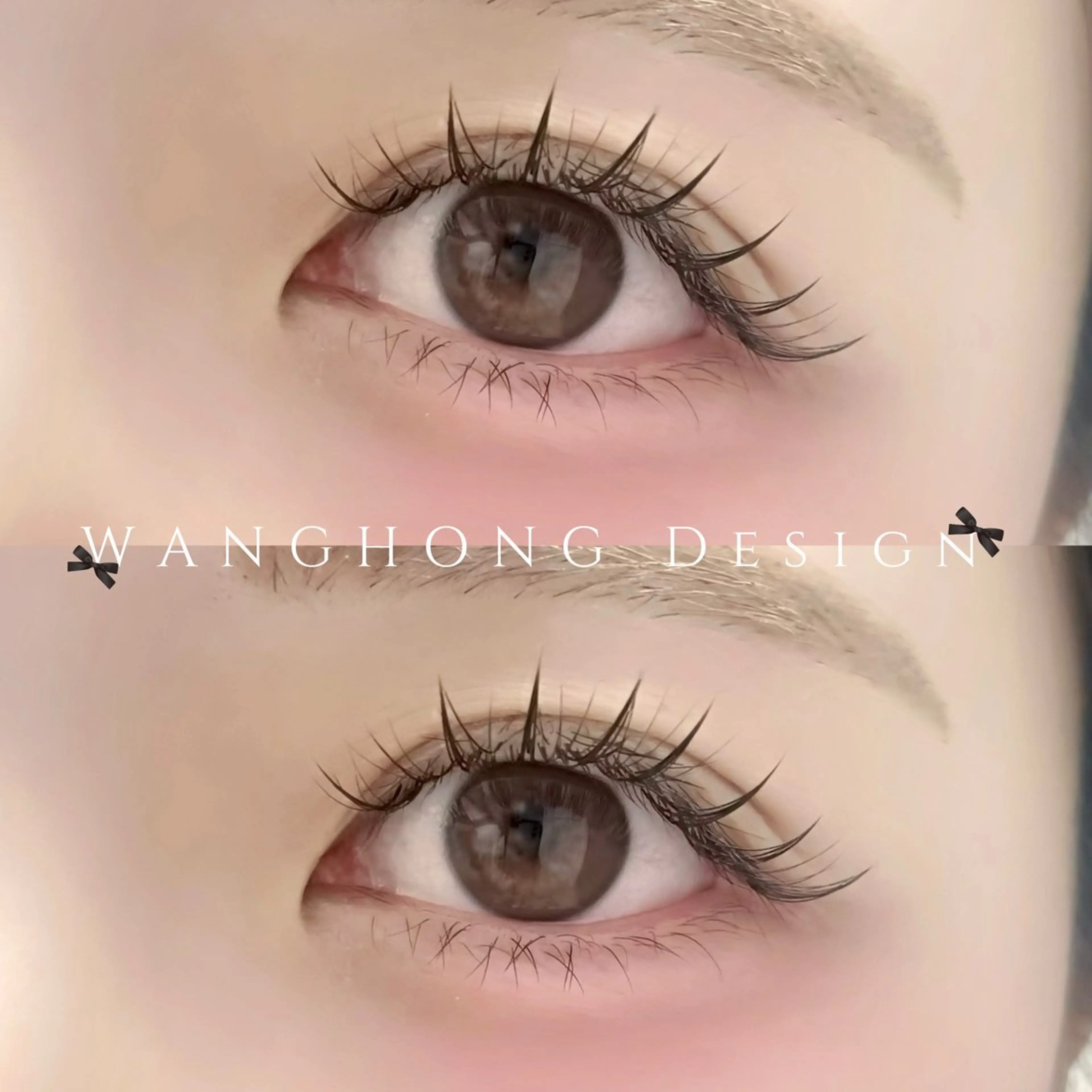 【人気No.3/韓国トレンド】ご新規様オフ無料|ワンホン(網紅)マツエク 120本透明感〜束感 自由デザインの写真