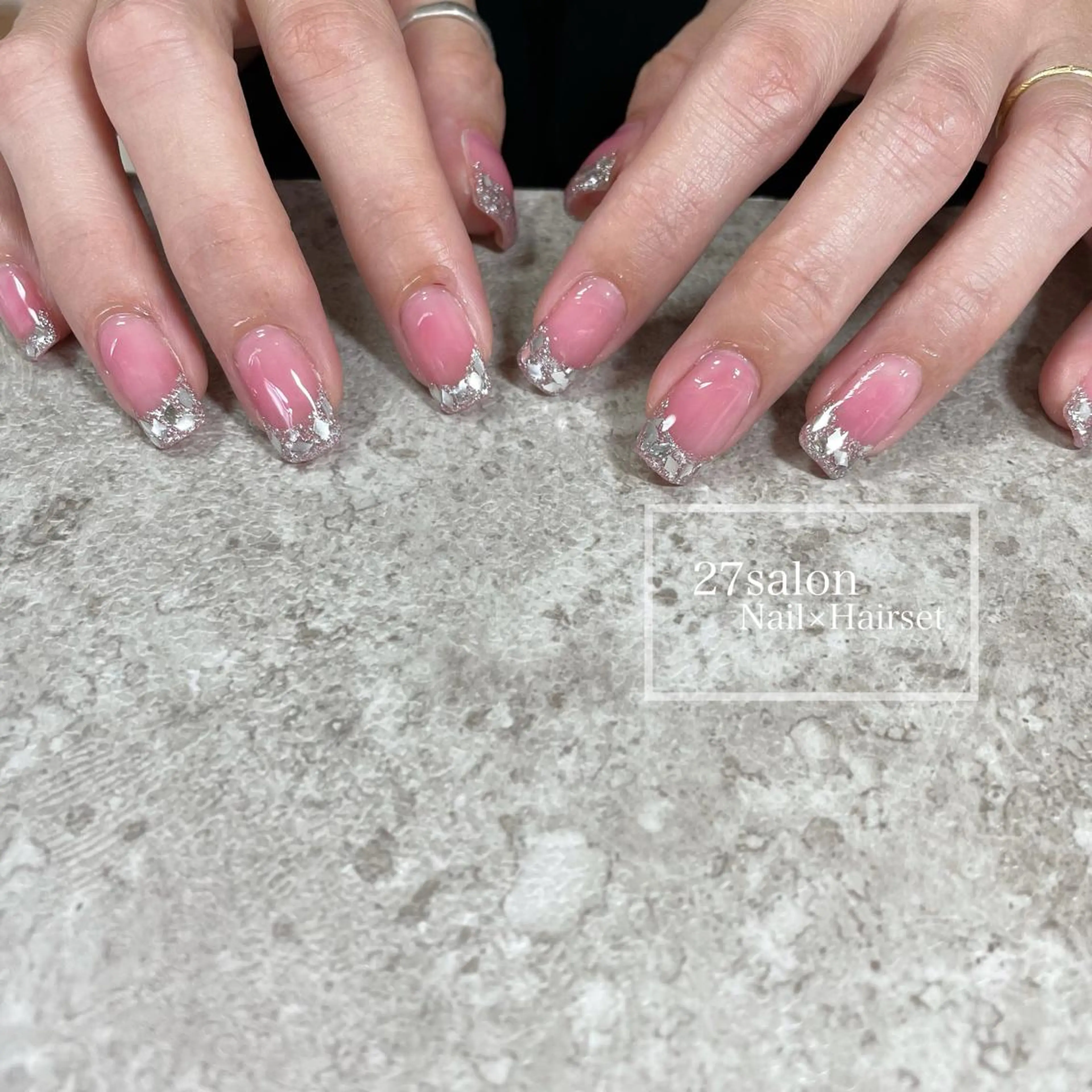 ネイル フレンチネイル ガラスフレンチ 27salon yuinaのネイルデザイン