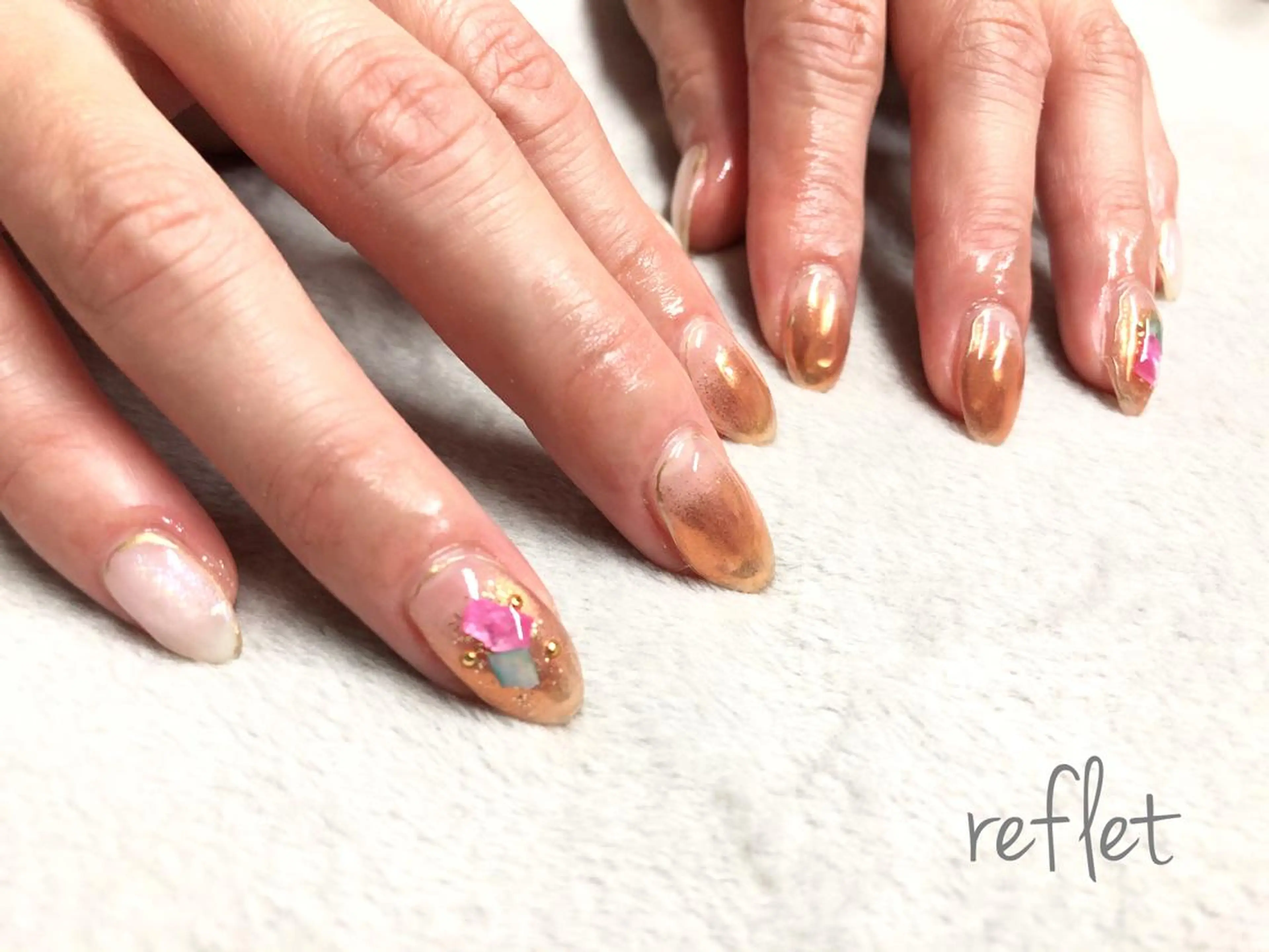 ネイル 持ち込み ニュアンスネイル ハンドネイル reflet nailのネイルデザイン