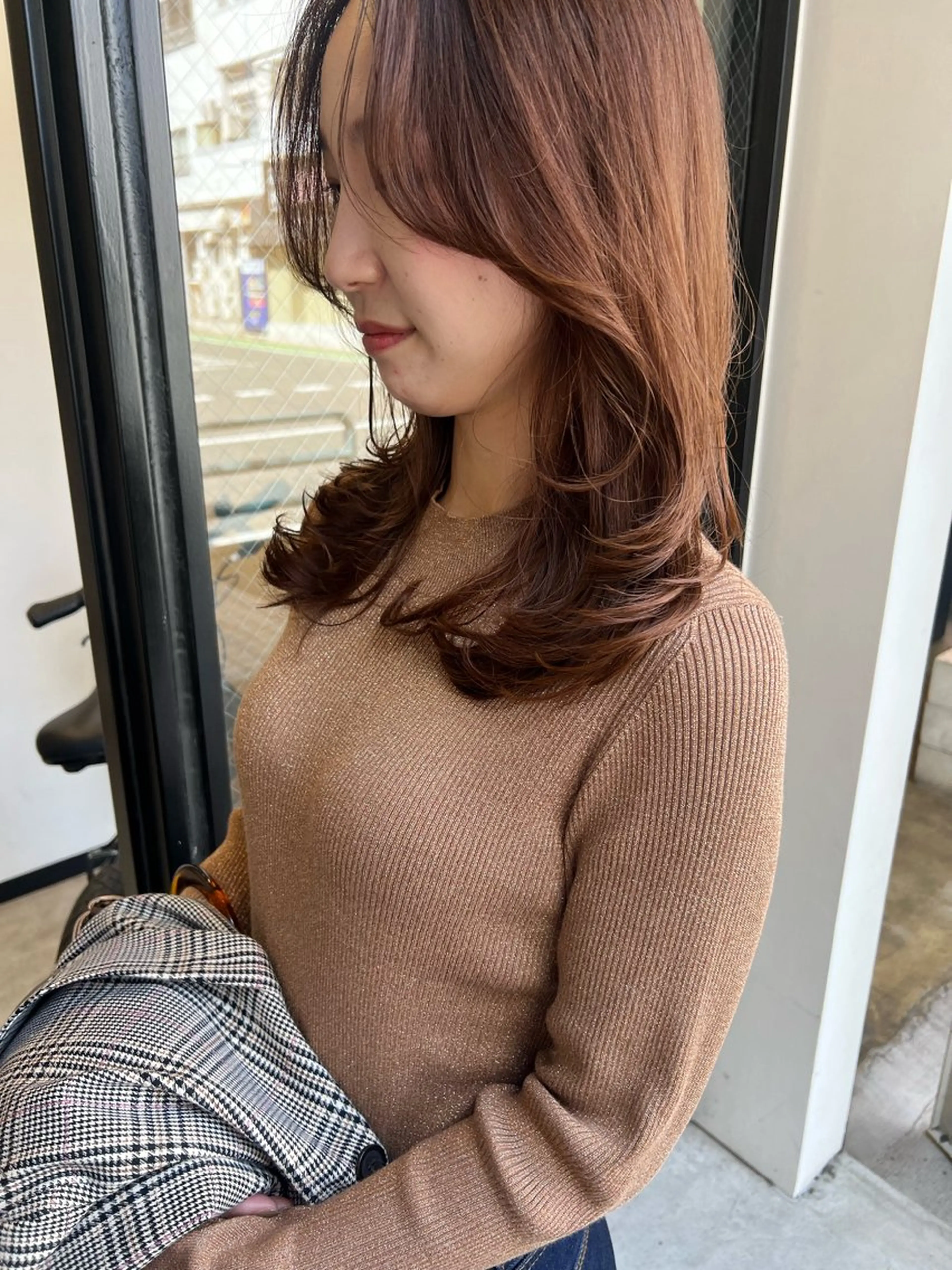 セミロング 顔まわりレイヤー レイヤーカット カット ヘアカラー トリートメント カノエ大濠店／カラー AZUのヘアスタイル