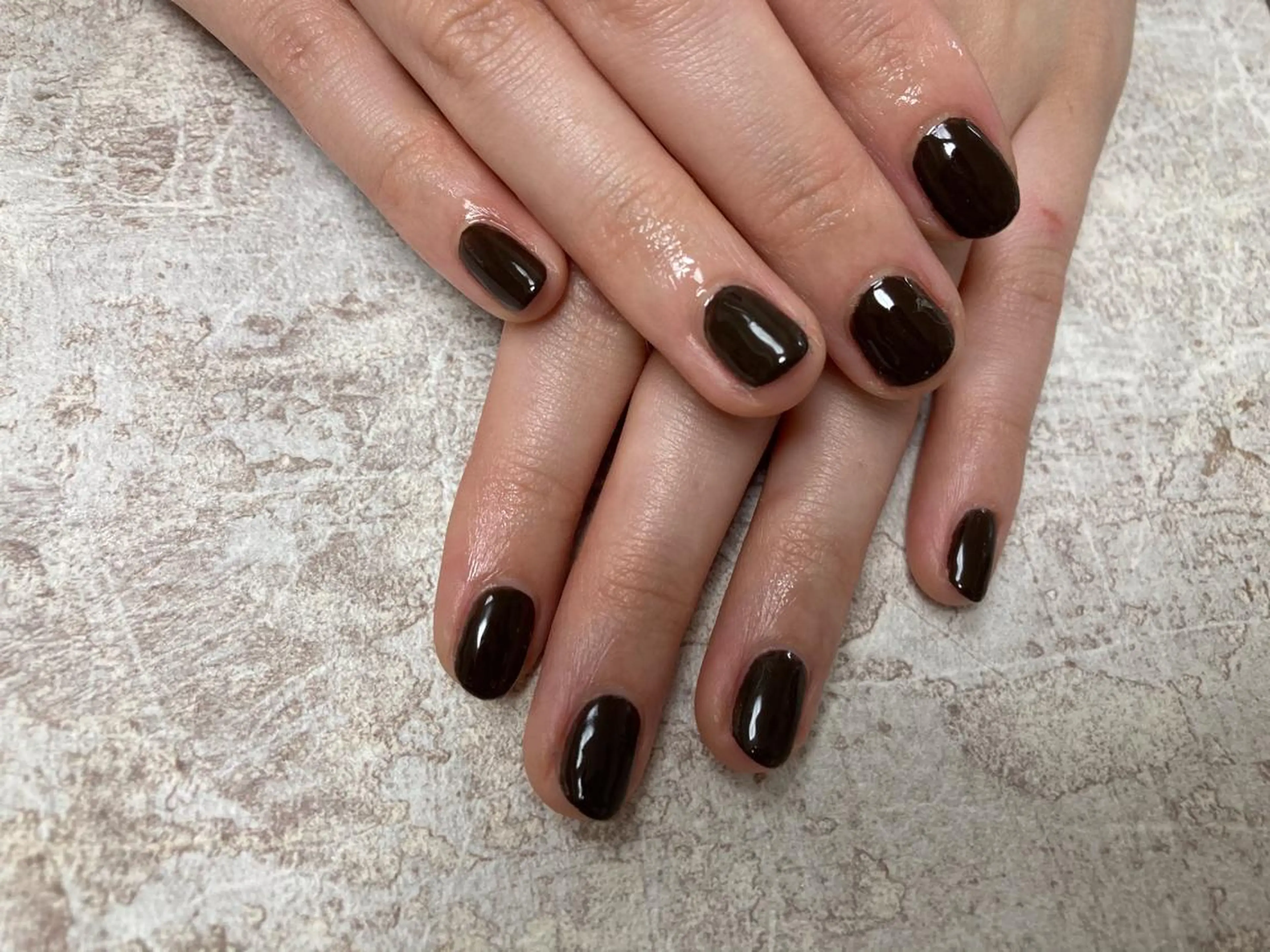 ネイル ブラウン ワンカラーネイル Mogu nail 二子玉川のネイルデザイン