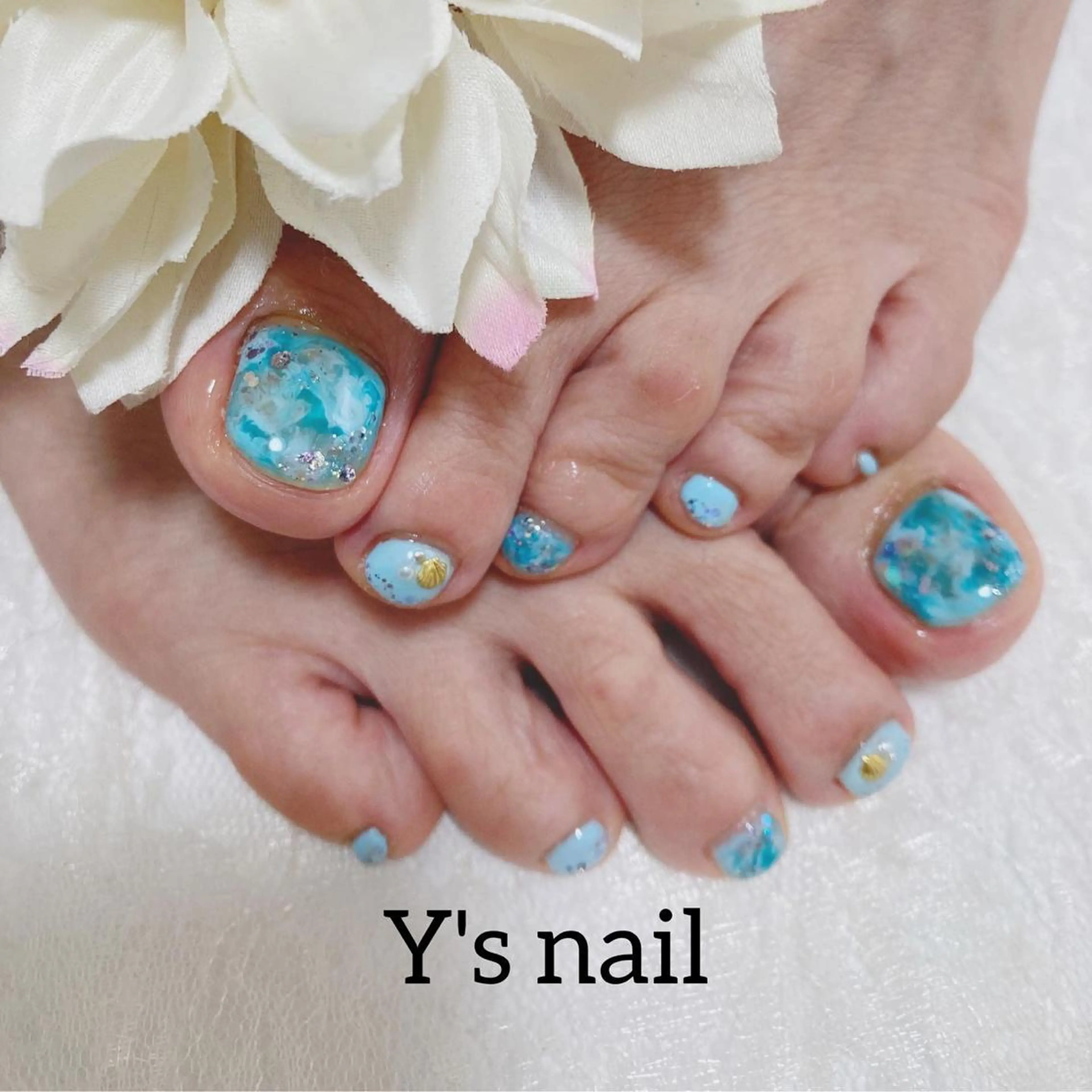 ネイル 大理石ネイル(マーブル) フットネイル 手書きが得意🖌️ Y’s  nailのネイルデザイン