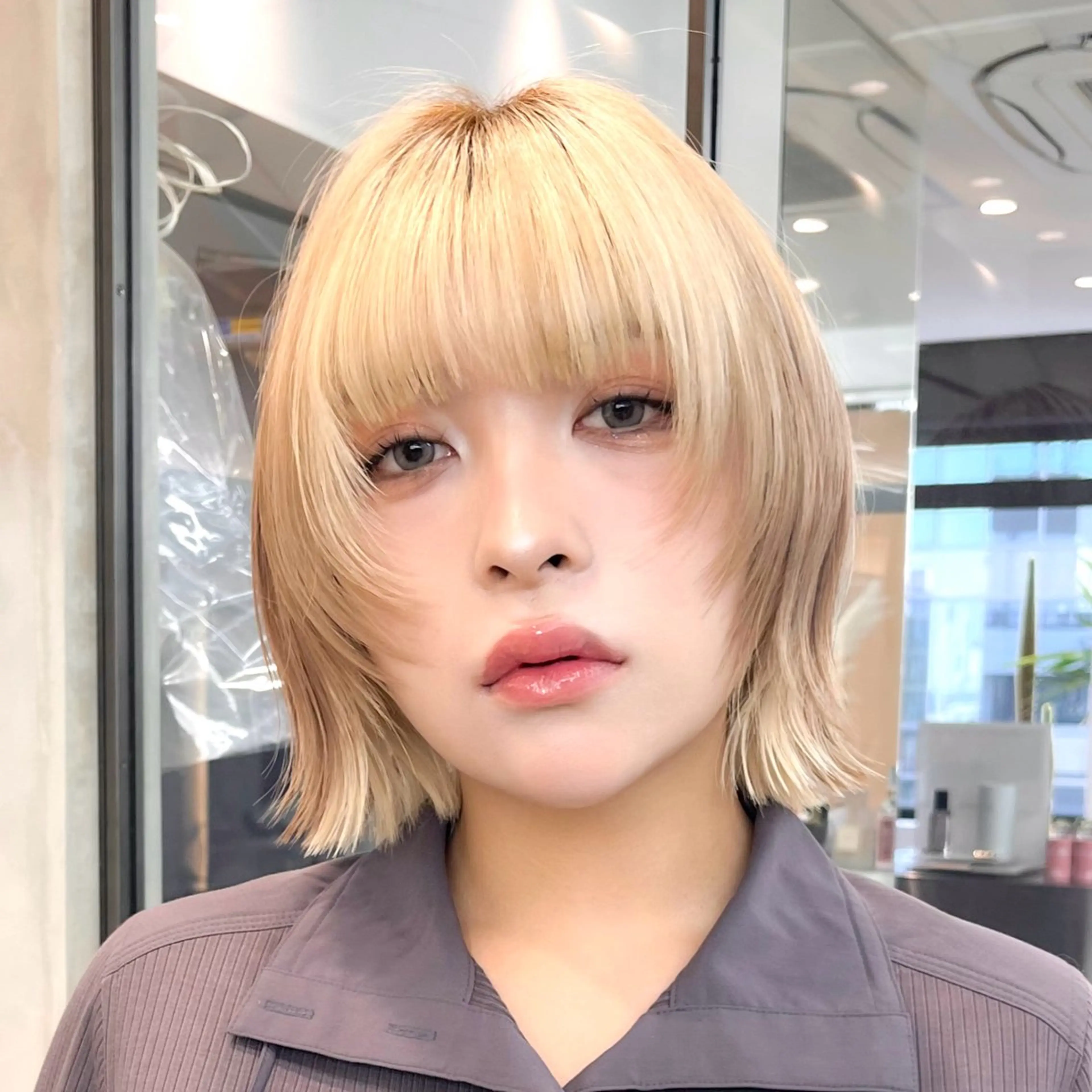 ショート ヘアアレンジ ボブレイヤー ボブ レイヤーカット 小顔カット カット トリートメント ♥️ボブ縮毛/ブリー チ/minami♥️のヘアスタイル