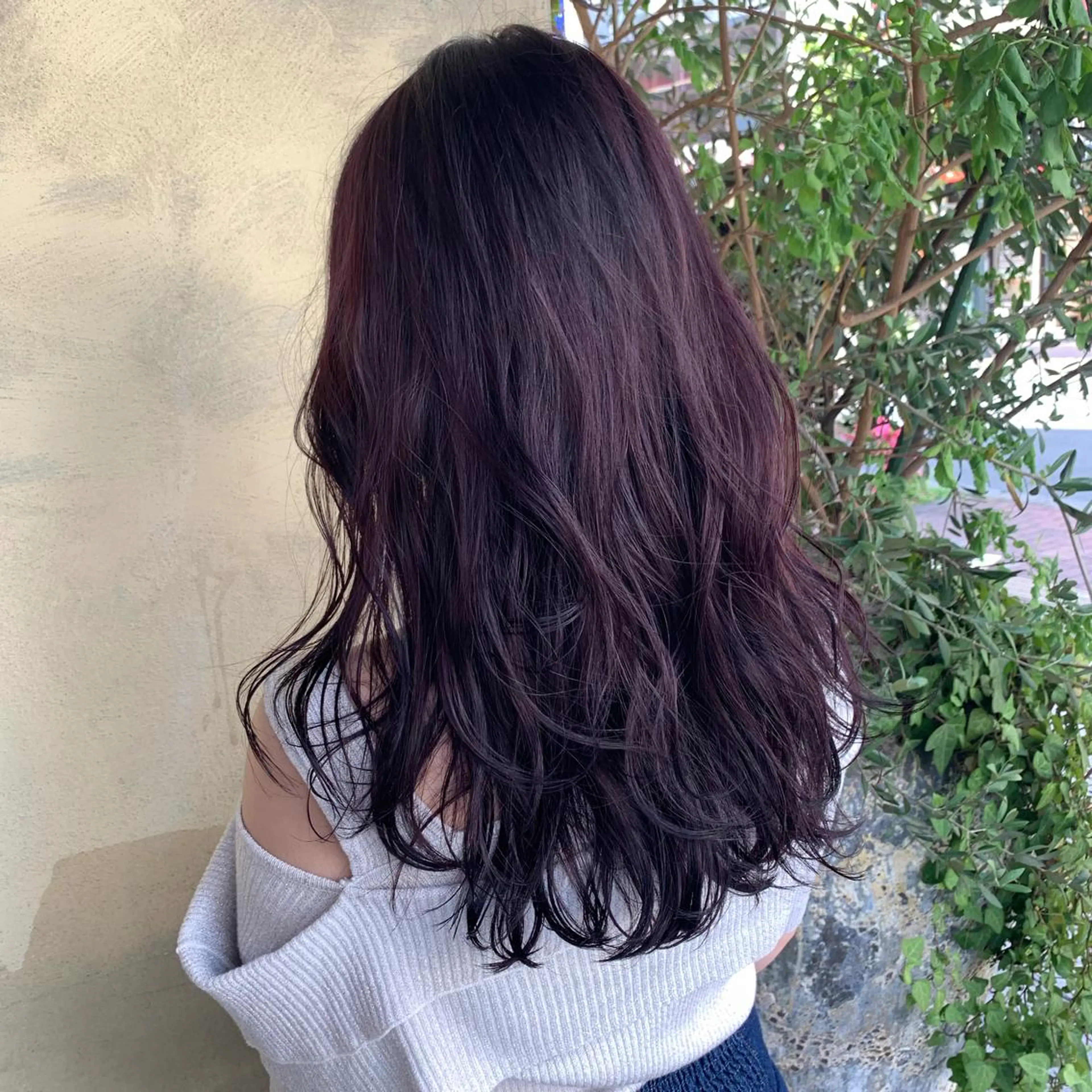 ロング カラー ピンクカラー ピンクパープル パープルカラー AMI ウルフパーマ/メンズのヘアスタイル