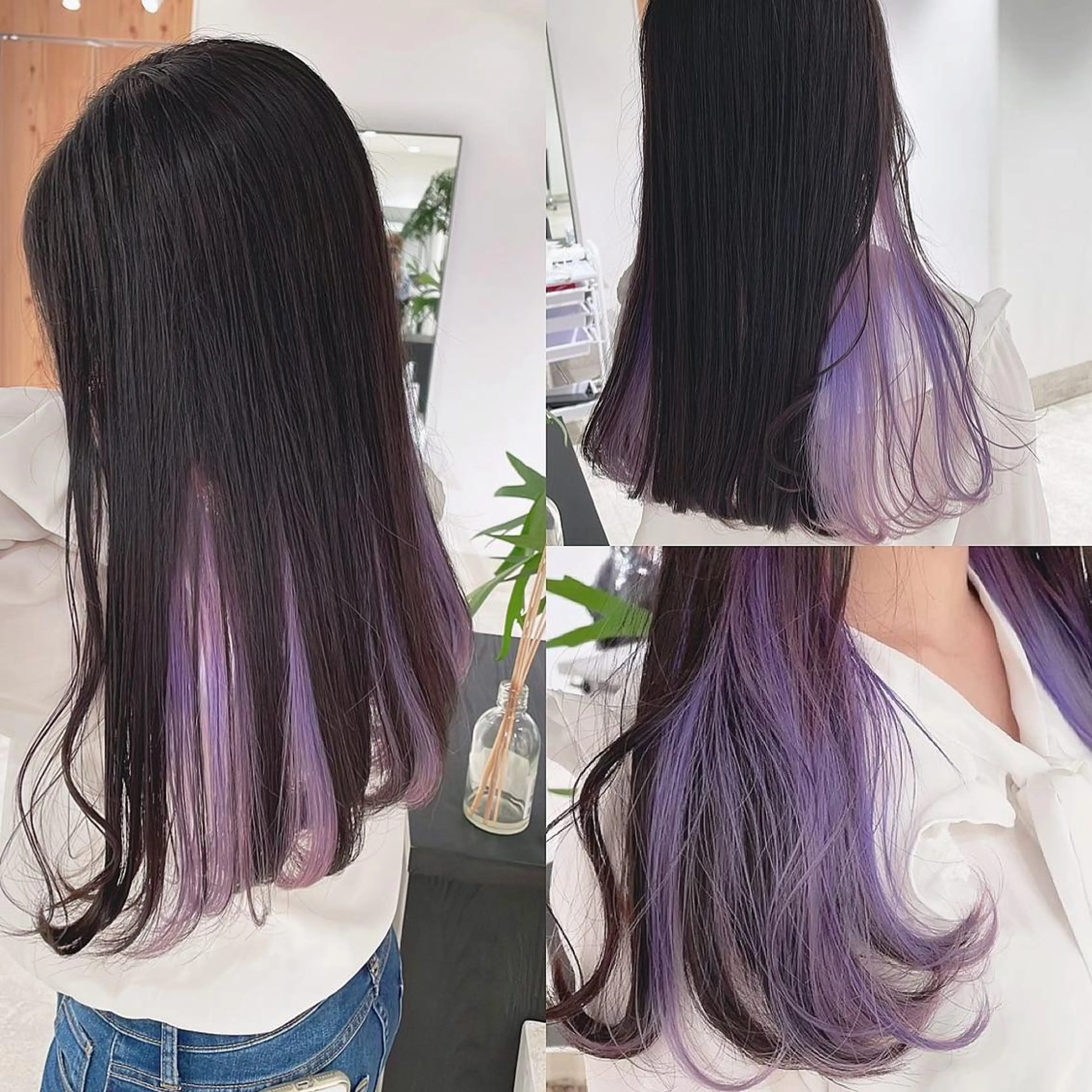 ロング カラー ブリーチ パープルカラー ヘアカラー トリートメント 渋谷:インナーカラー ／🍒エリカ🍒のヘアスタイル