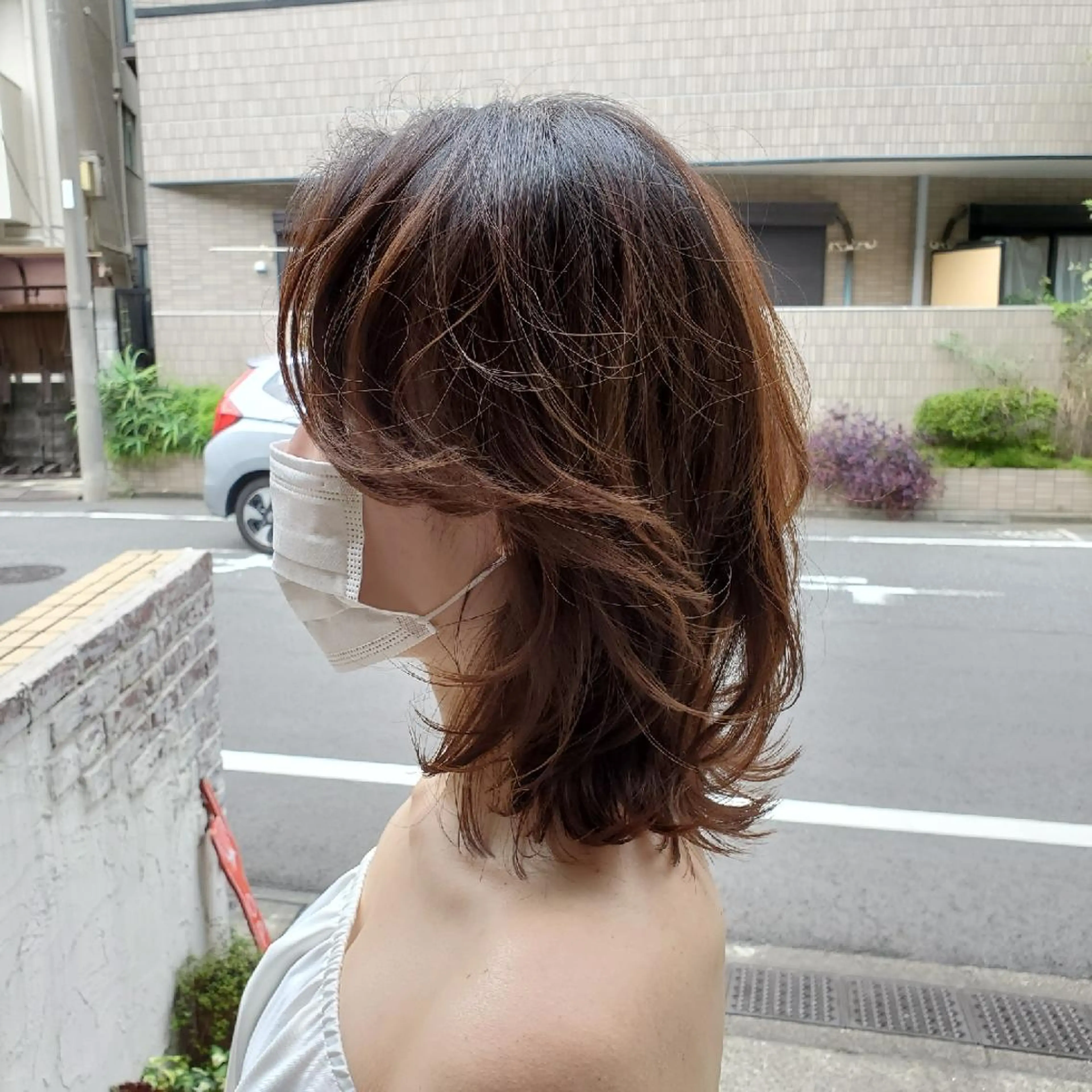 ミディアム カラー カット ヘアカラー トリートメント フリーランス所属・韓国ヘア レイヤー くびれヘアMATSUのヘアスタイル