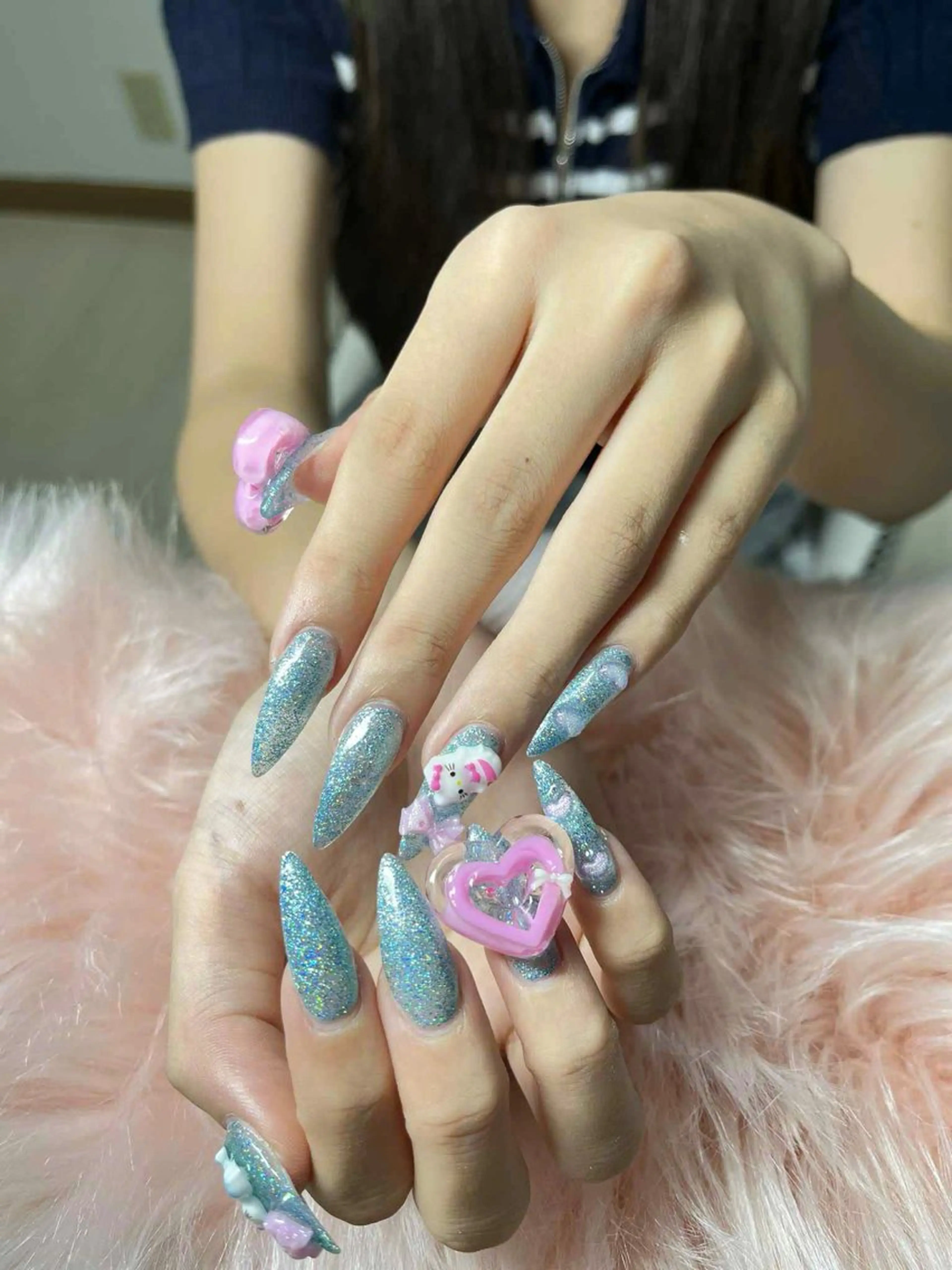 ネイル フレンチネイル ジェルネイル ガラスフレンチ ハロウィン ハート H.baby Nail Salonのネイルデザイン