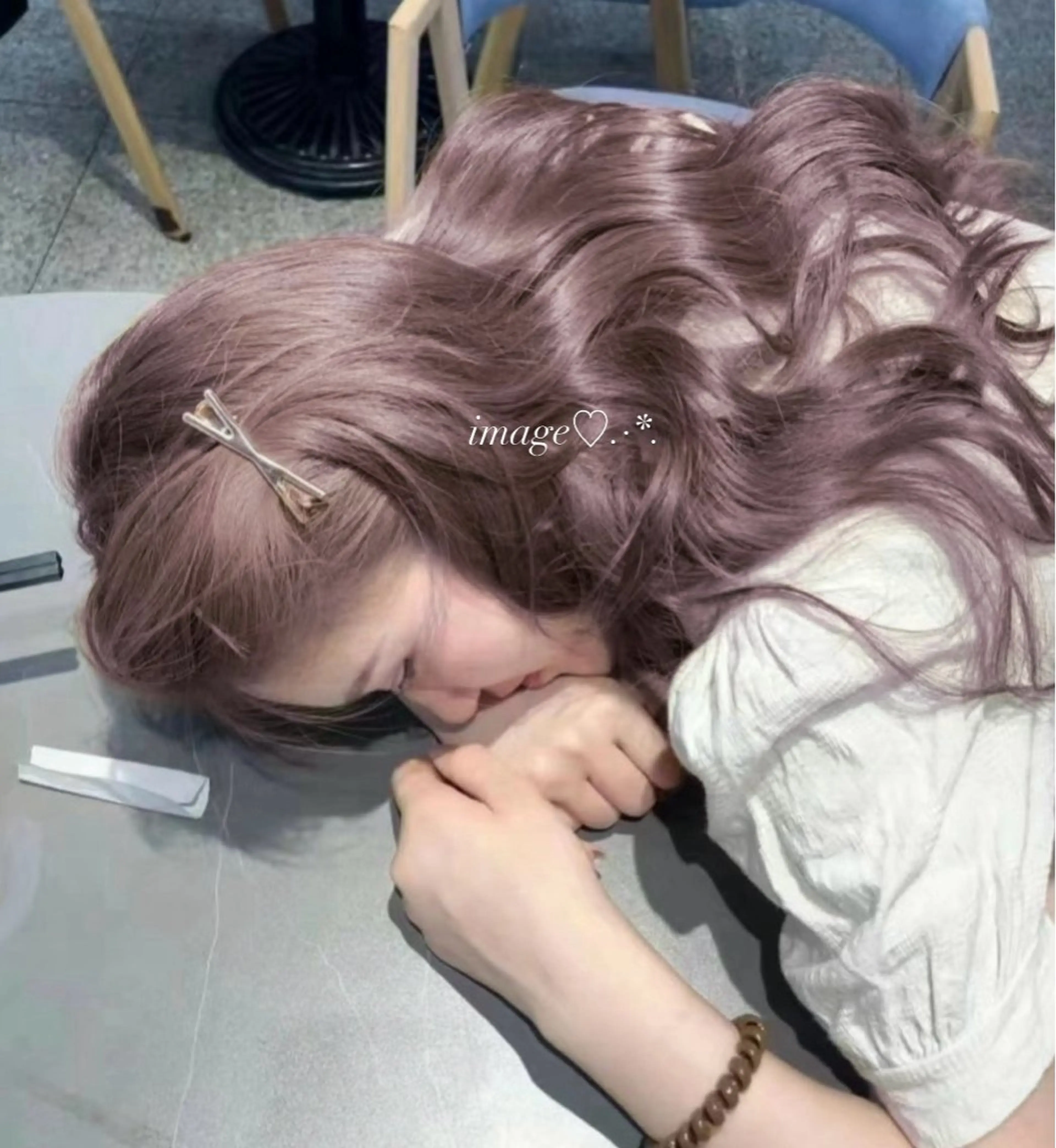 ロング ヘアカラー トリートメント 淡色ラベンダー♡ ニーナ🎀🦙のヘアスタイル