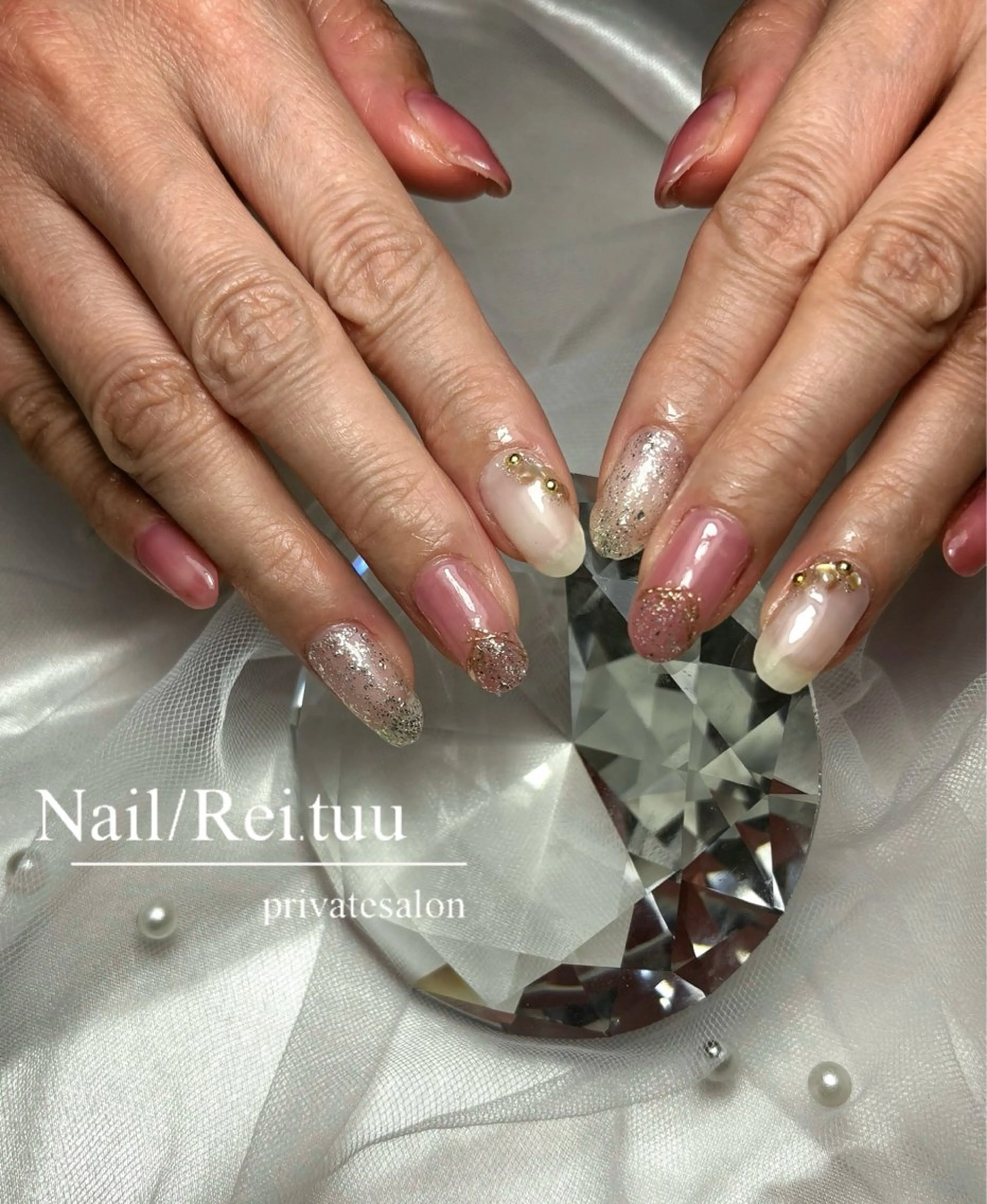 ネイル フラッシュネイル フレンチネイル キラキラネイル ロングネイル マグネットネイル Nailsalon / Rei.tuuのネイルデザイン