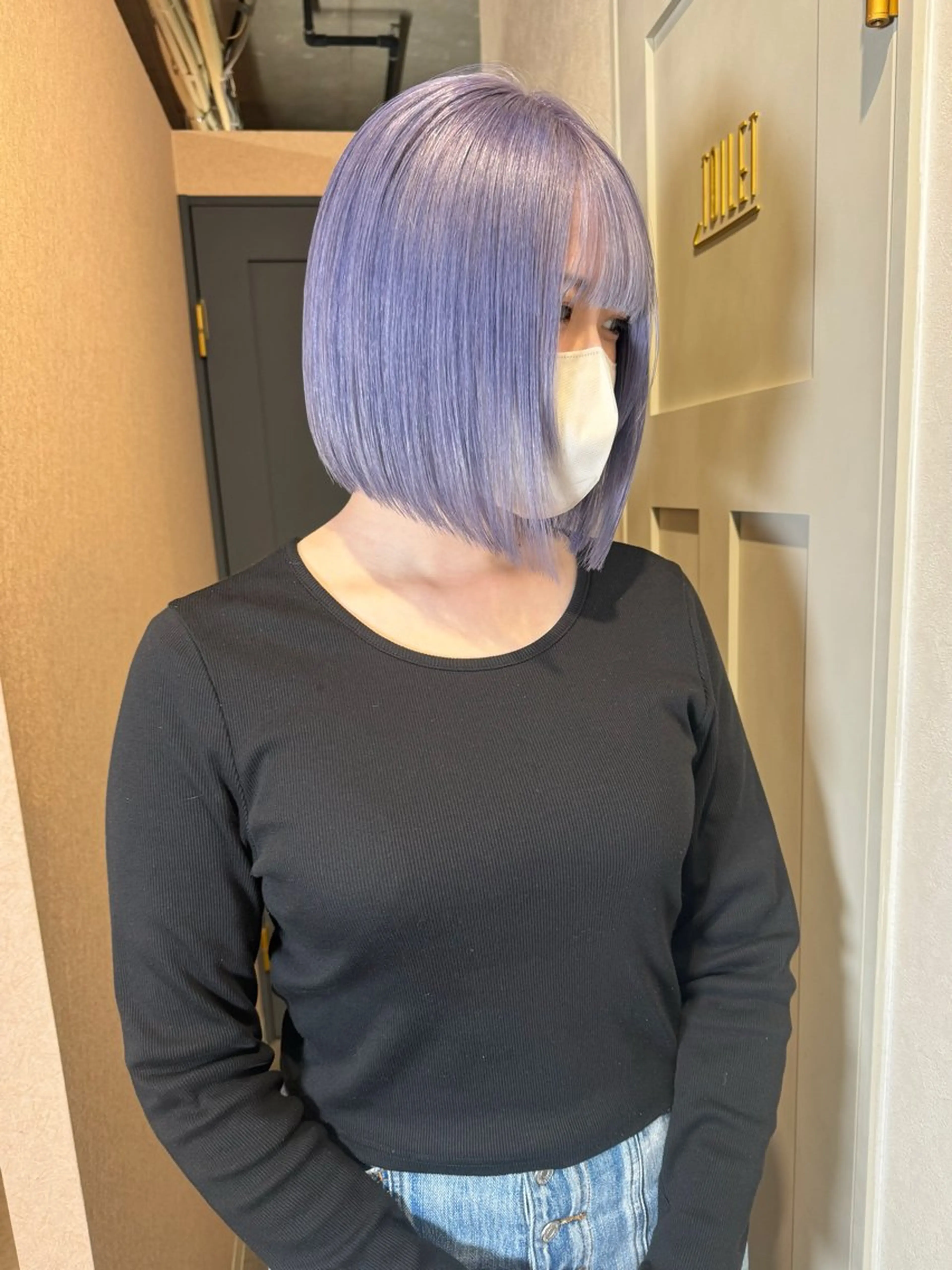ミディアム カラー ヘアアレンジ ミディアムパーマ ブリーチ ブルーカラー ブルーバイオレット ケアブリーチ ヘアカラー lani 天神大名/ブリーチのヘアスタイル