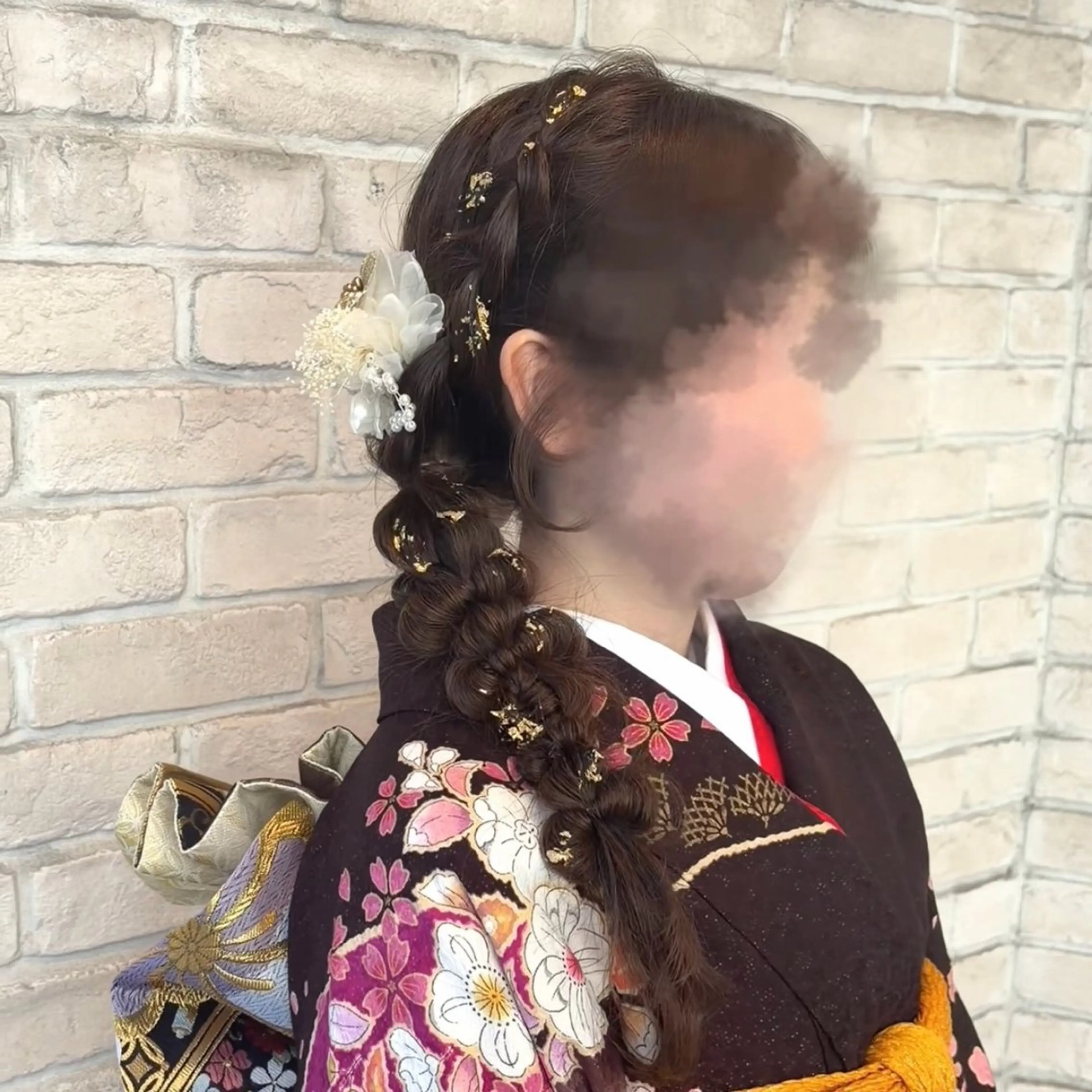 セミロング ヘアアレンジ ヘアセット 横浜パーマ🌐 暖色カラー🍒もえかのヘアスタイル