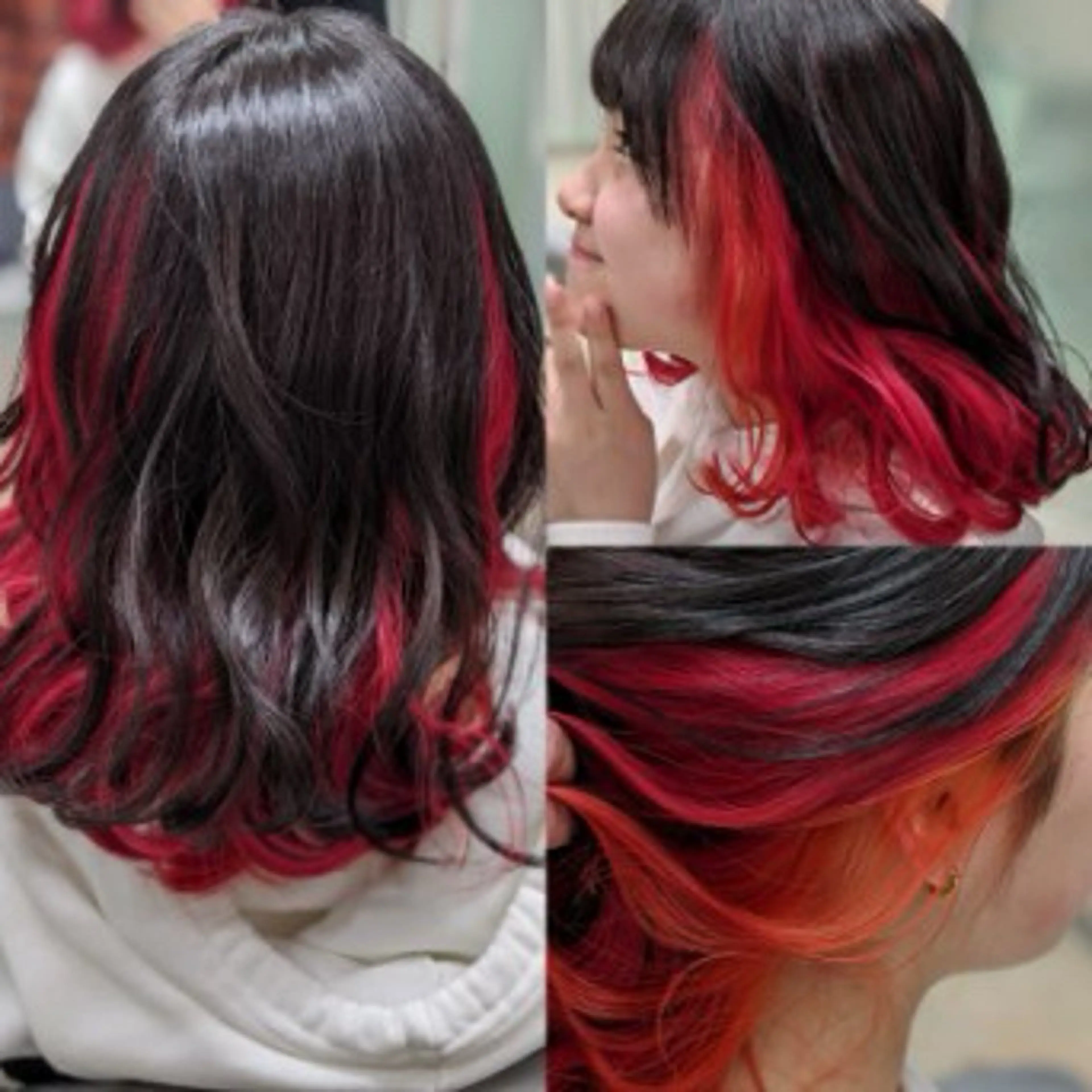 ミディアム カラー インナーカラー レッドカラー au美容室所属・au栄矢場町 水素髪質改善Tのヘアスタイル