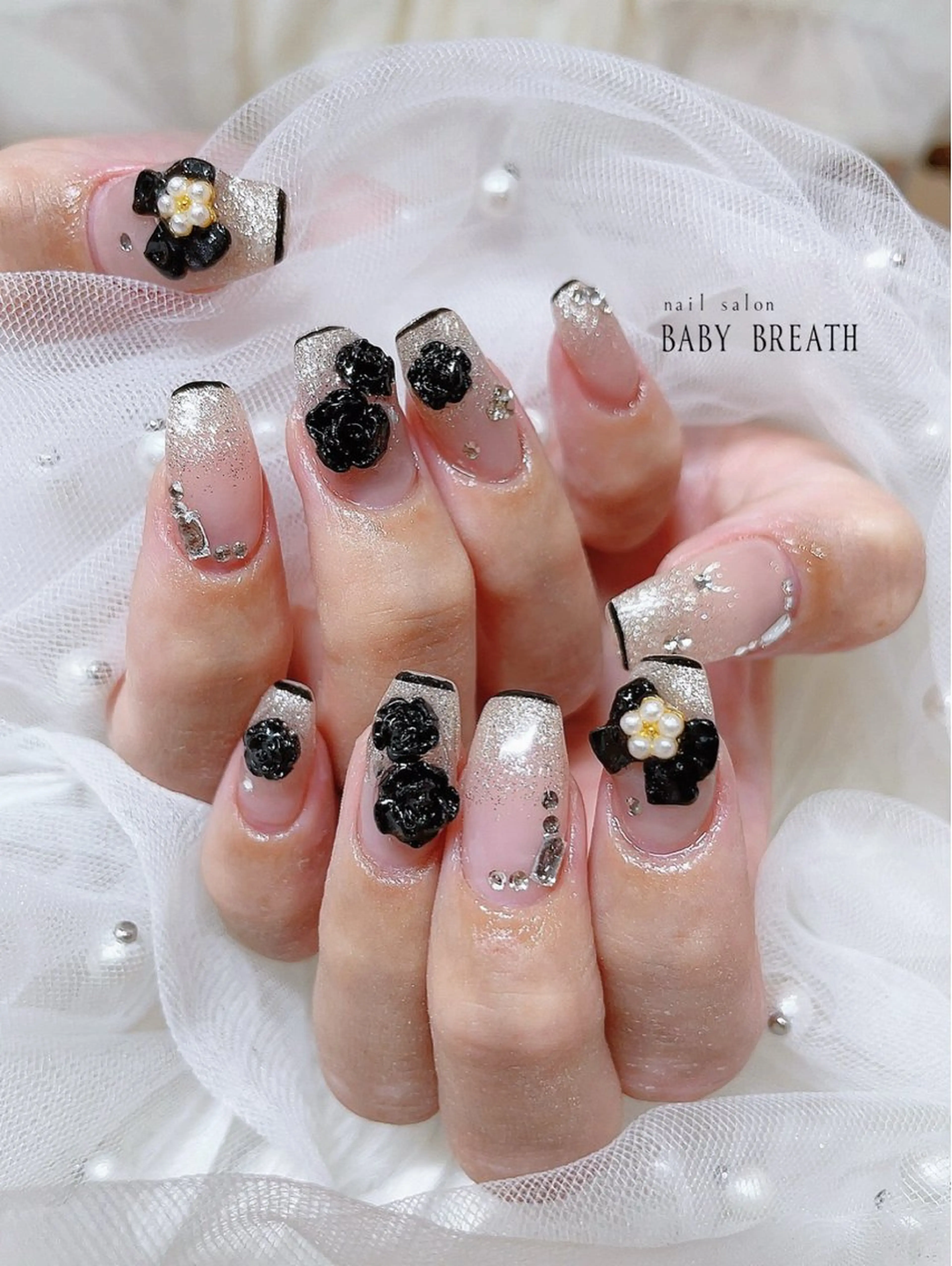 ネイル アートネイル フラッシュネイル フットネイル グラデーション ラメ(グリッター) ハンドネイル BABY BREATH所属・y natsumiのネイルデザイン