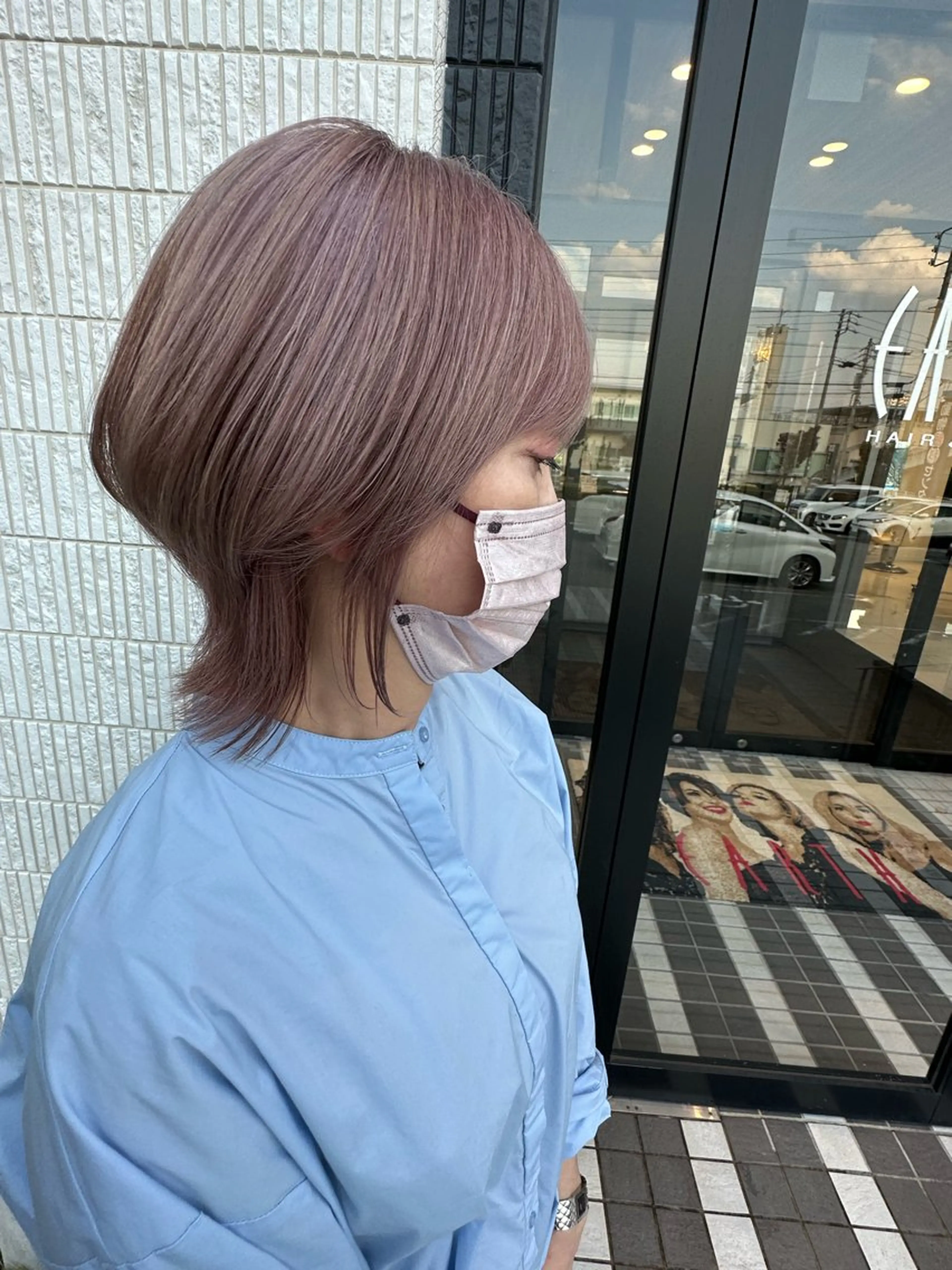 ショート カラー ベージュカラー ピンクカラー ピンクベージュ ヘアカラー 古畑 佑悟のヘアスタイル