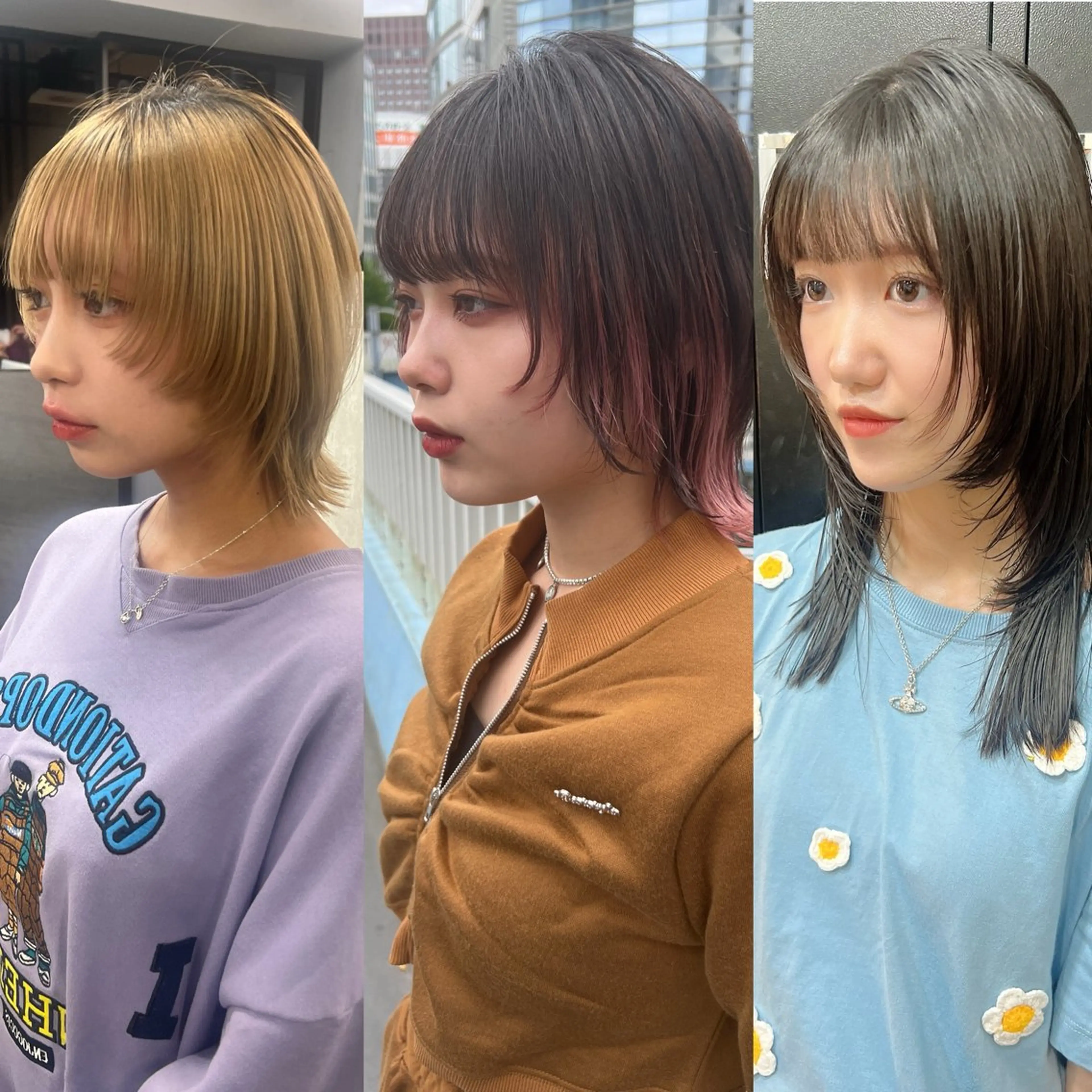 ミディアム カット トリートメント ブリーチ/ウルフ ハッシュカット/石山のヘアスタイル