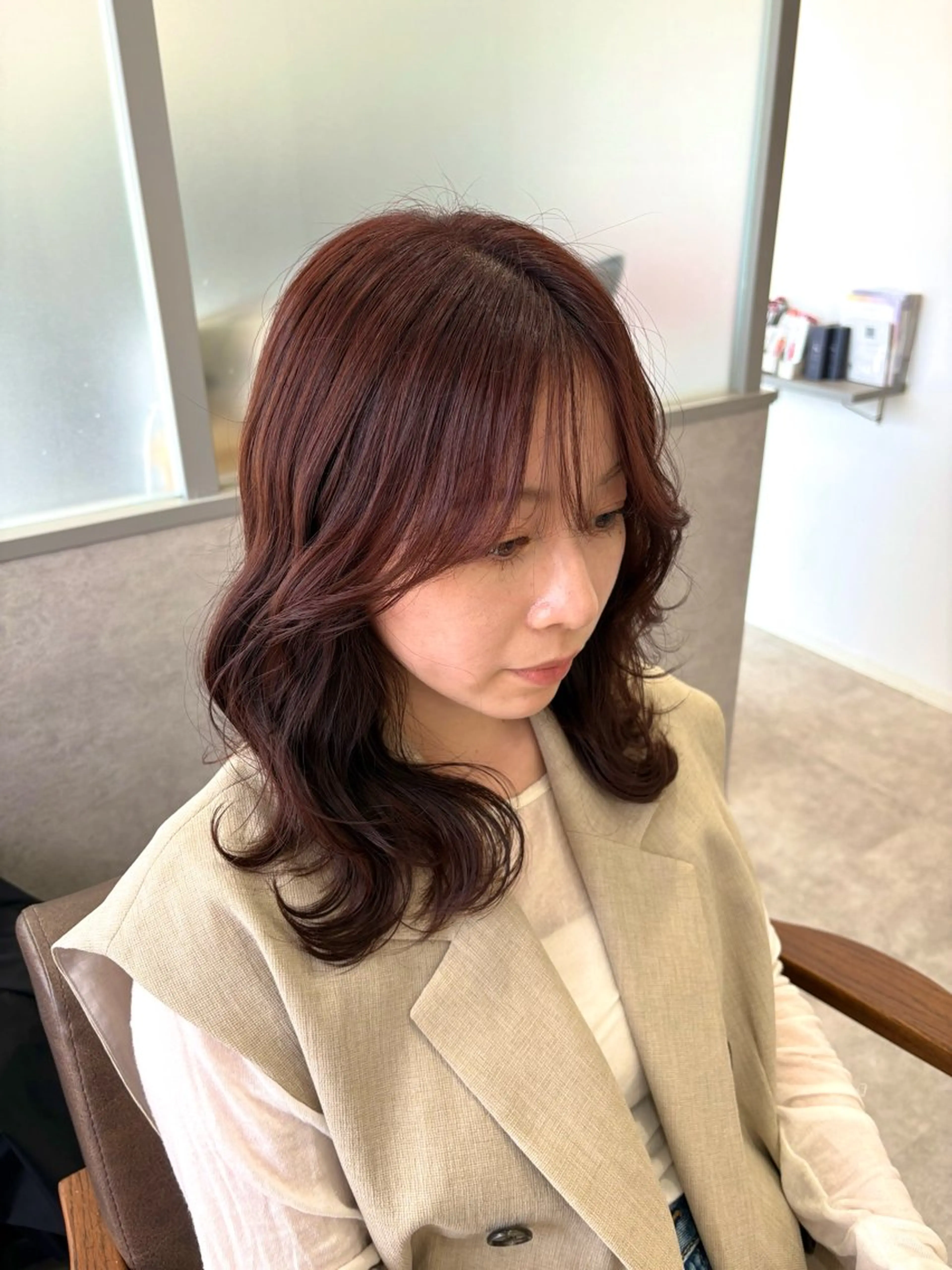 ミディアム ヘアカラー 暖色＊ベージュ ＊くらたあやかのヘアスタイル