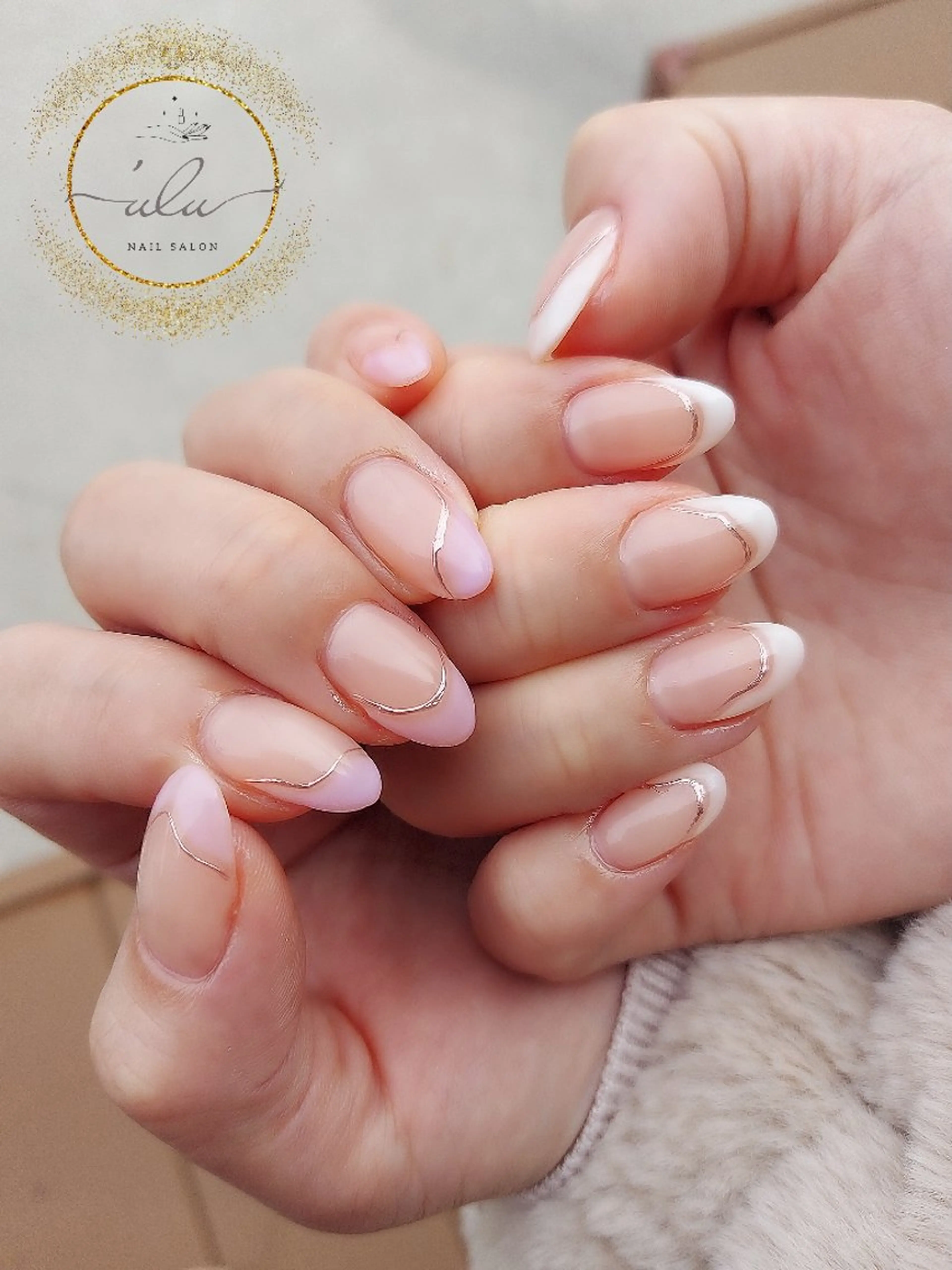 ネイル フレンチネイル ミラーネイル Nailsalon 'uluのネイルデザイン