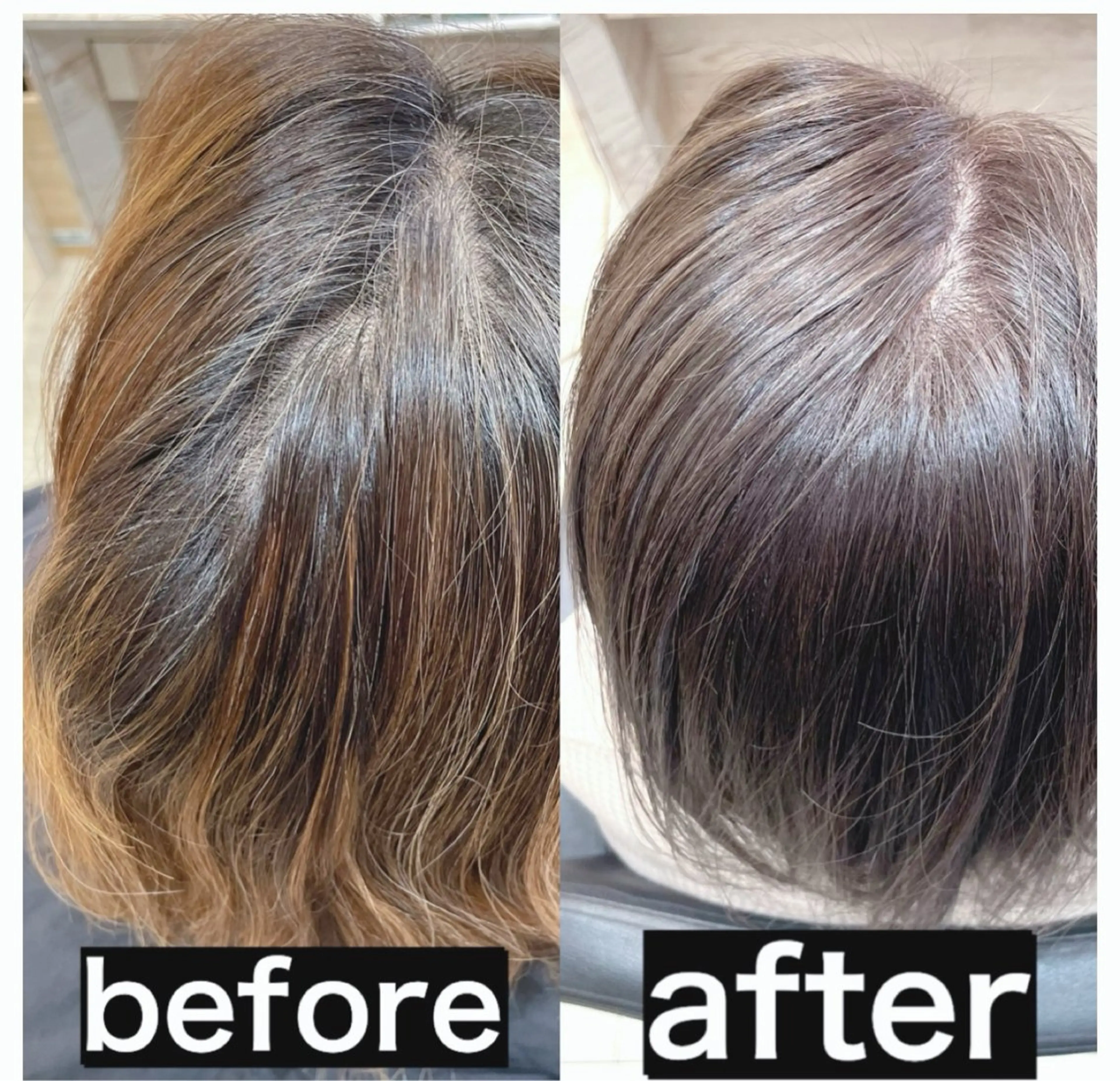 脱白髪染めカラー　　白髪染めの染料を剥がす為のブリーチが必要かどうか相談の上、決めていきましょうの写真