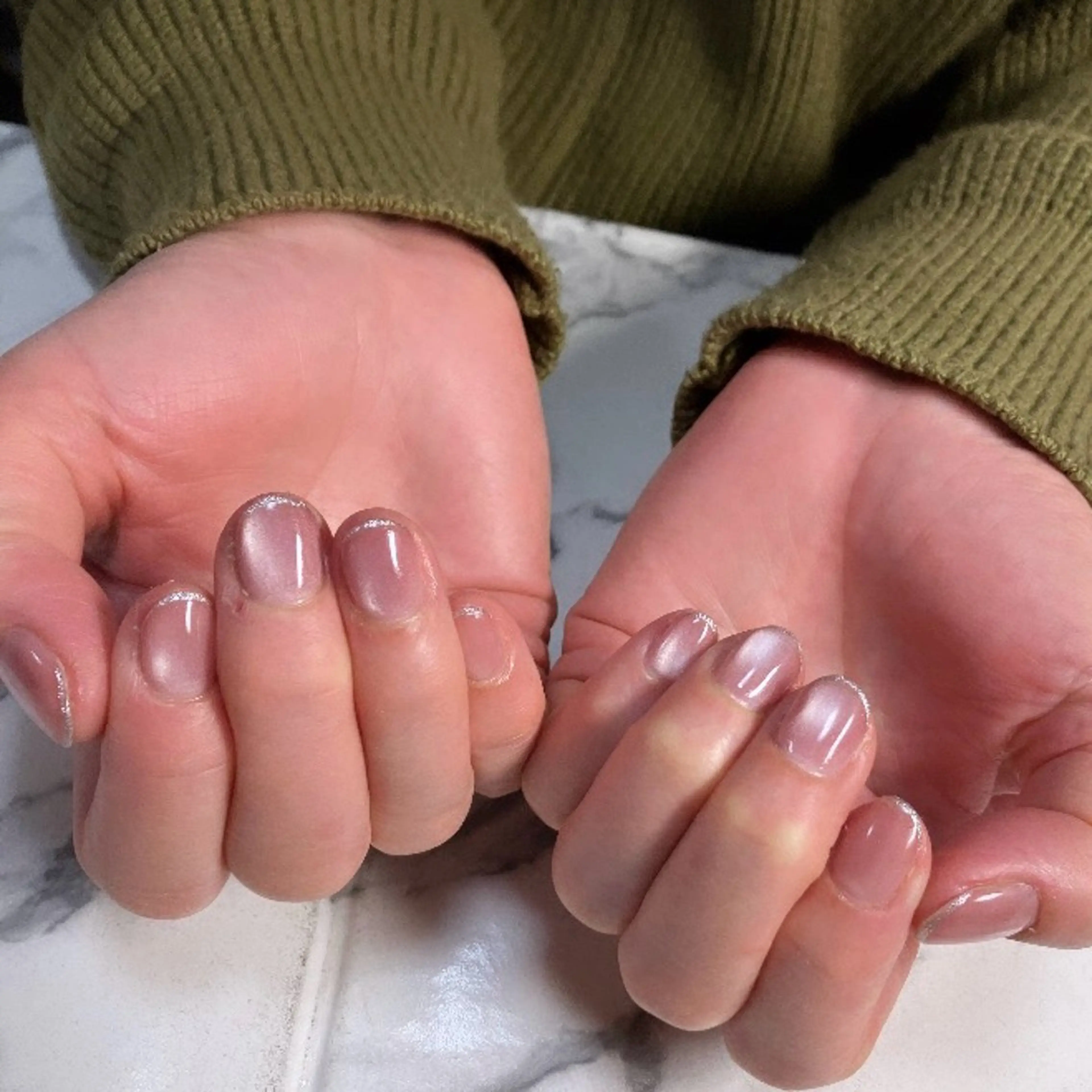 ネイル ラメ(グリッター) マグネットネイル シルバー ハンドネイル MALAMA NAILのネイルデザイン