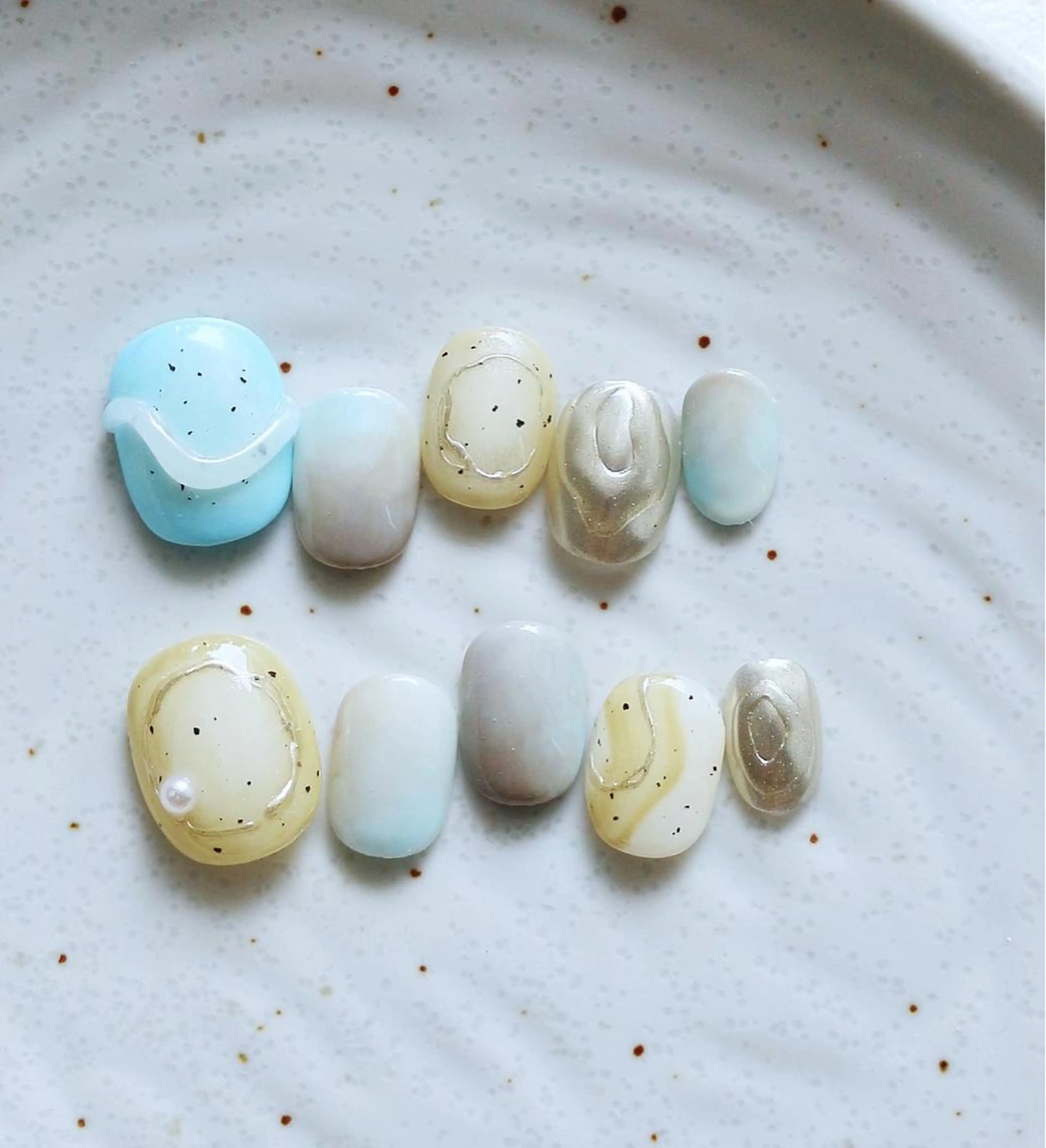 ネイル ブルー ニュアンスネイル 夏ネイル ハンドネイル Baku Nailsのネイルデザイン