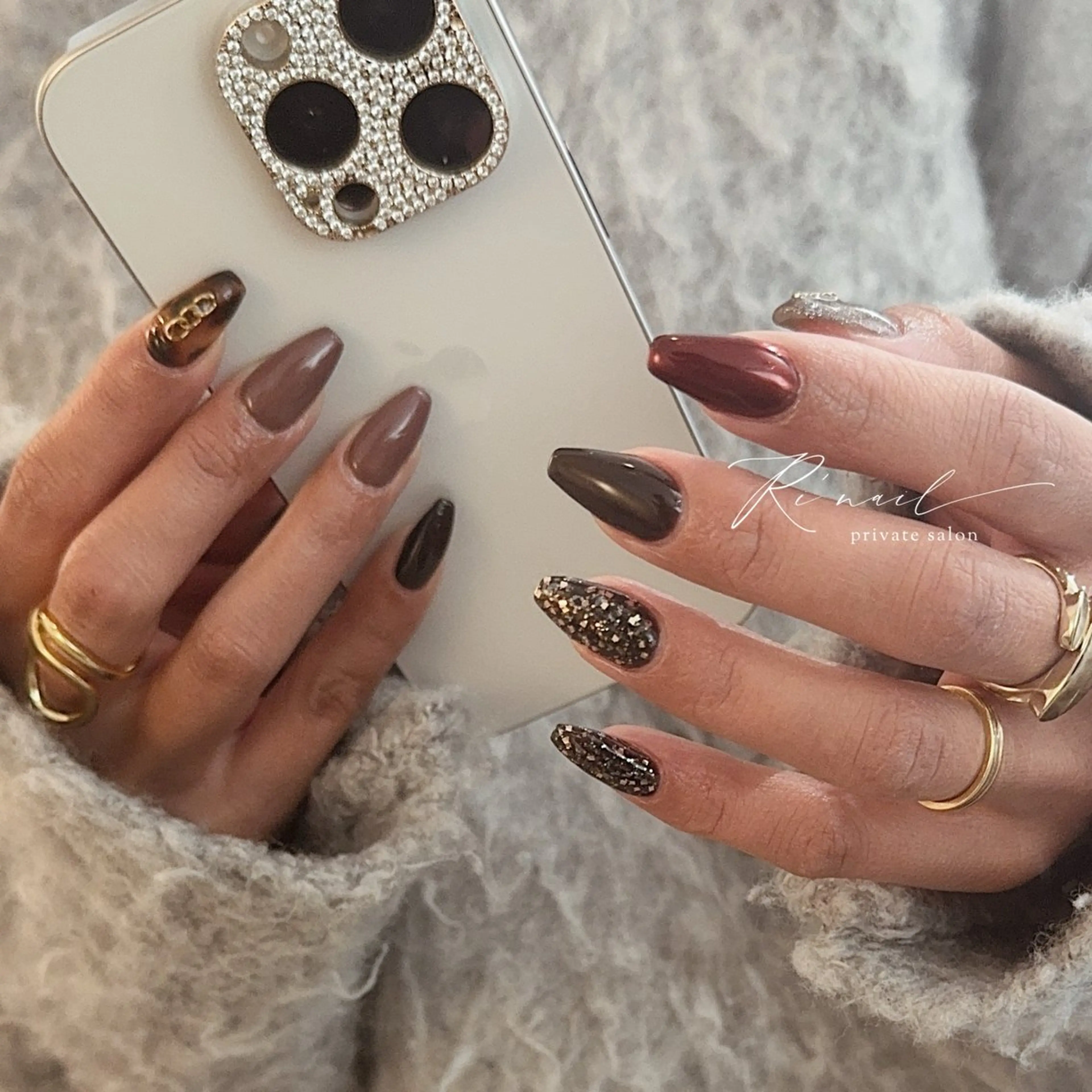 ネイル べっ甲ネイル ラメ(グリッター) ISHIWATA LINAのネイルデザイン