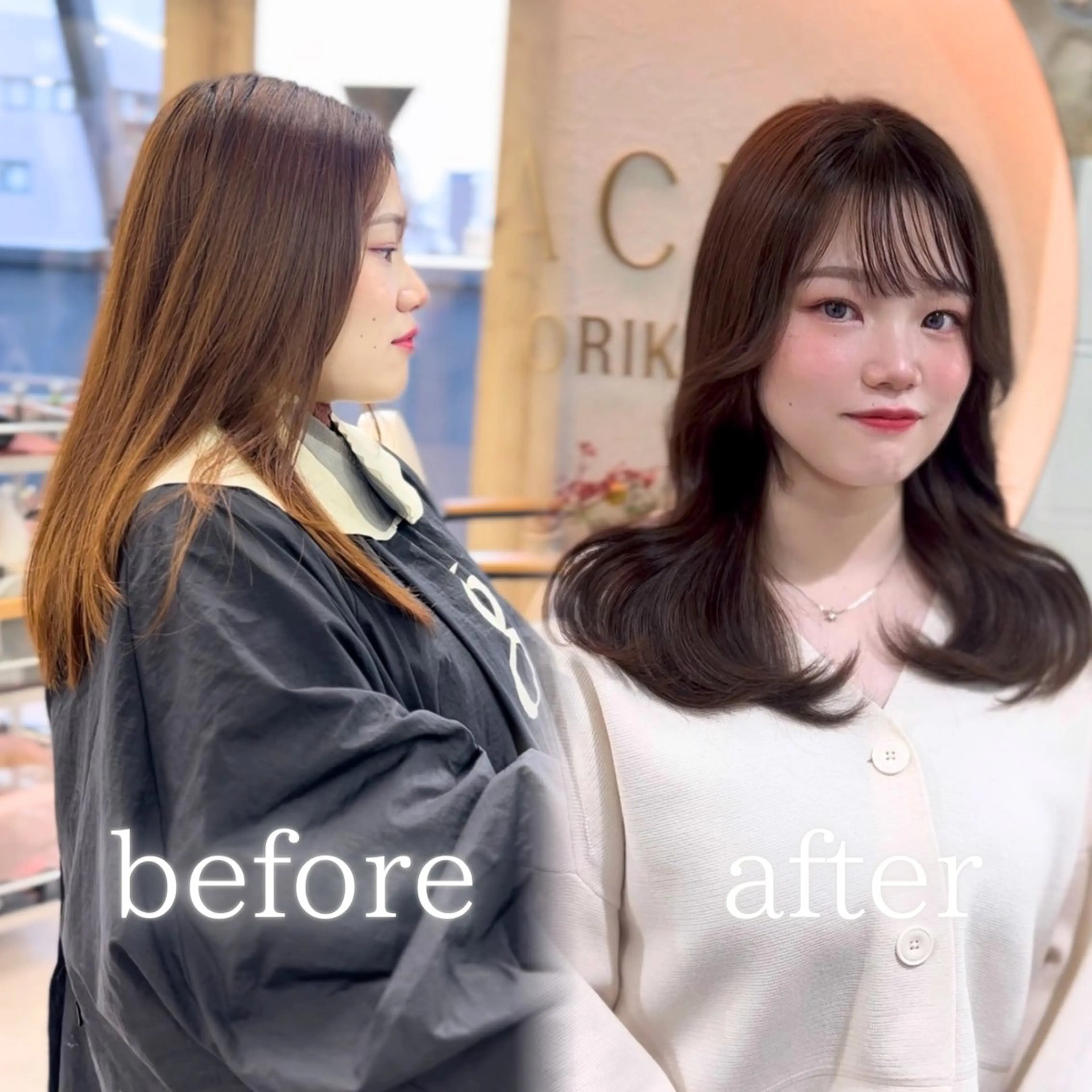 セミロング HACHI美容室 韓国ヘア　AKARIのヘアスタイル