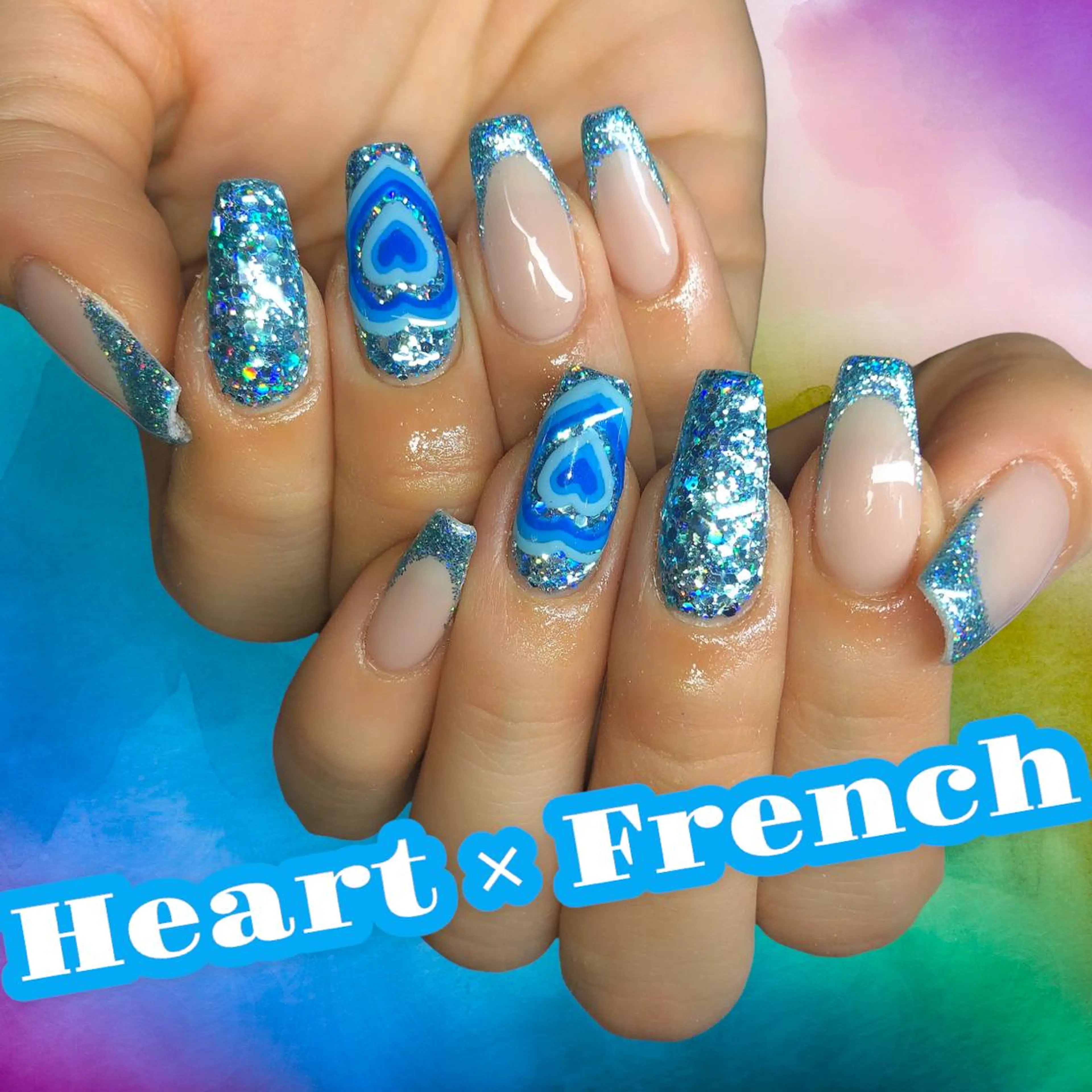 ネイル フレンチネイル ハート ハンドネイル 【Yappy🌈】 💖P-tanaのネイルデザイン