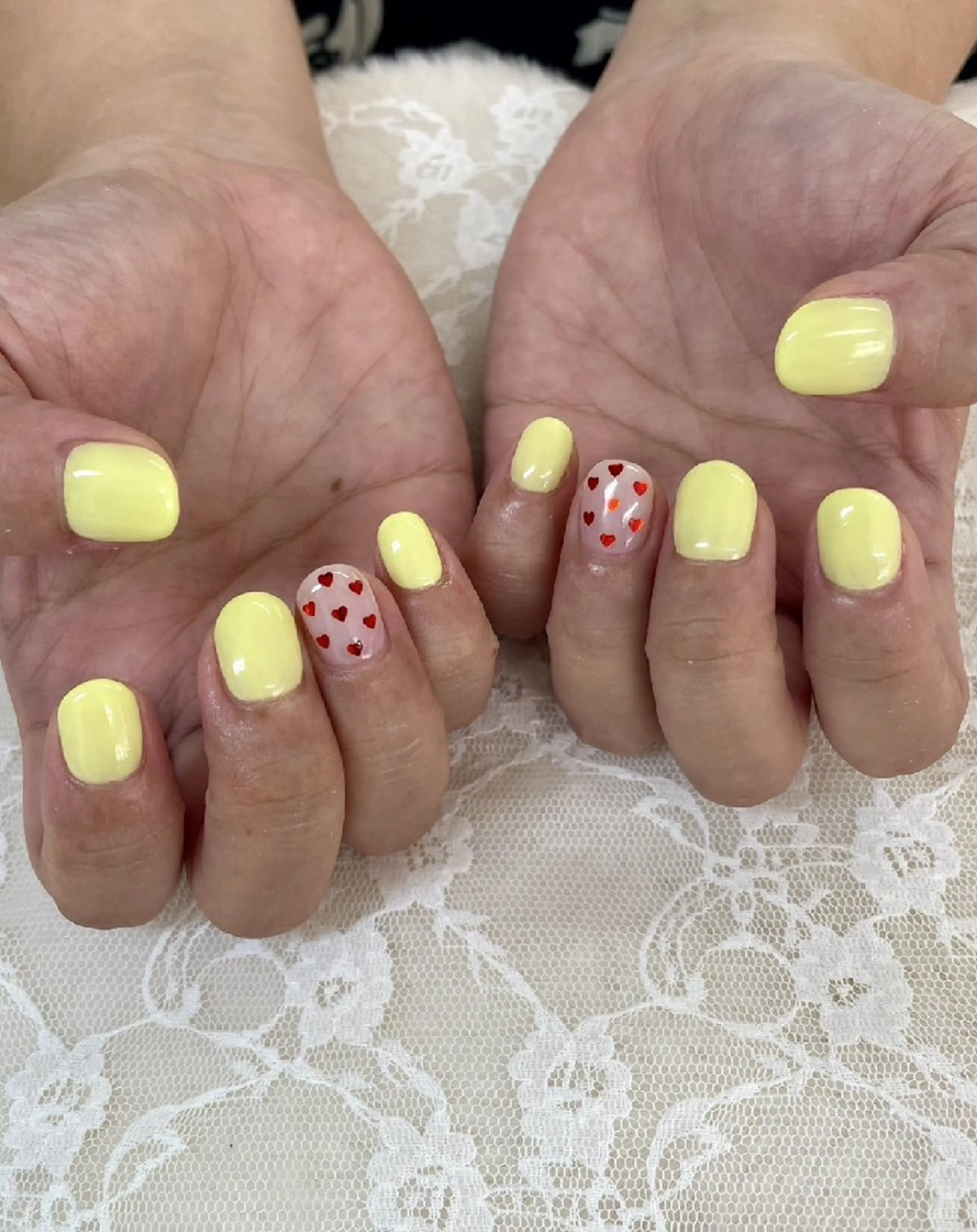 ネイル ハート ショートネイル ハンドネイル ハンドケア 心斎橋Salon Epokkuのネイルデザイン