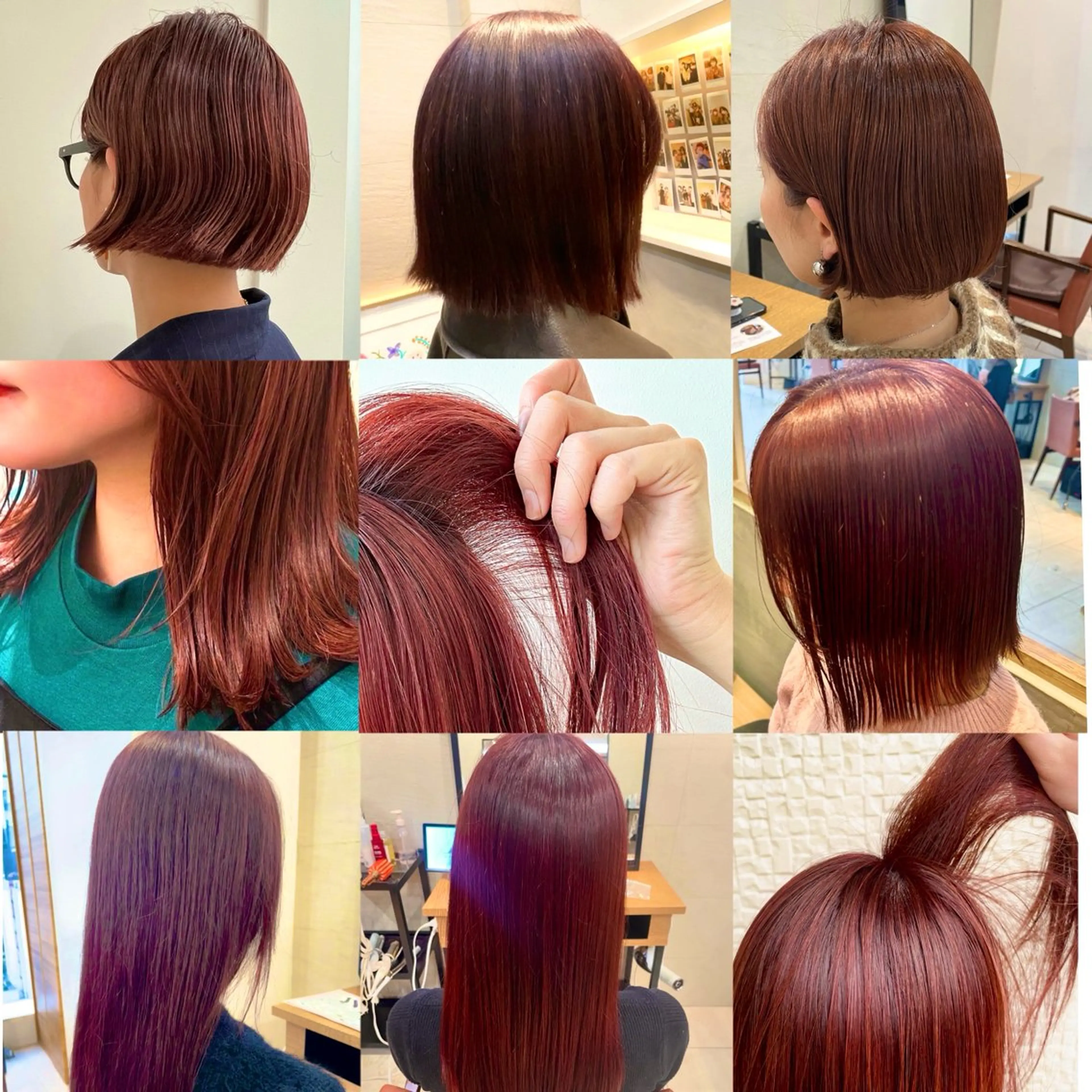 ロング カラー ヘアアレンジ ブリーチ ボルドーカラー ブラウンカラー カシス ダブルカラー ヘアカラー トリートメント 🎈ブリーチなし暖色 カラー/レッド/ゆいのヘアスタイル
