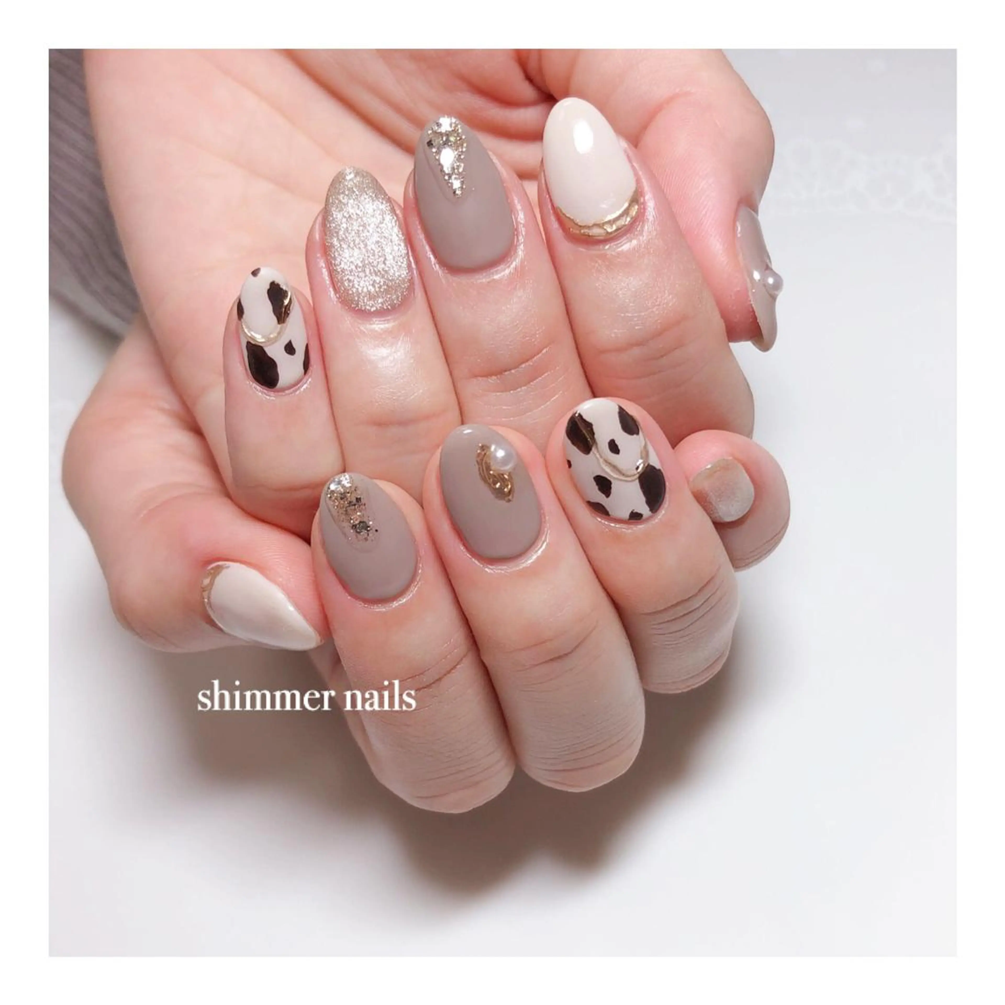 ネイル アニマル柄 マットネイル shimmer nailsのネイルデザイン