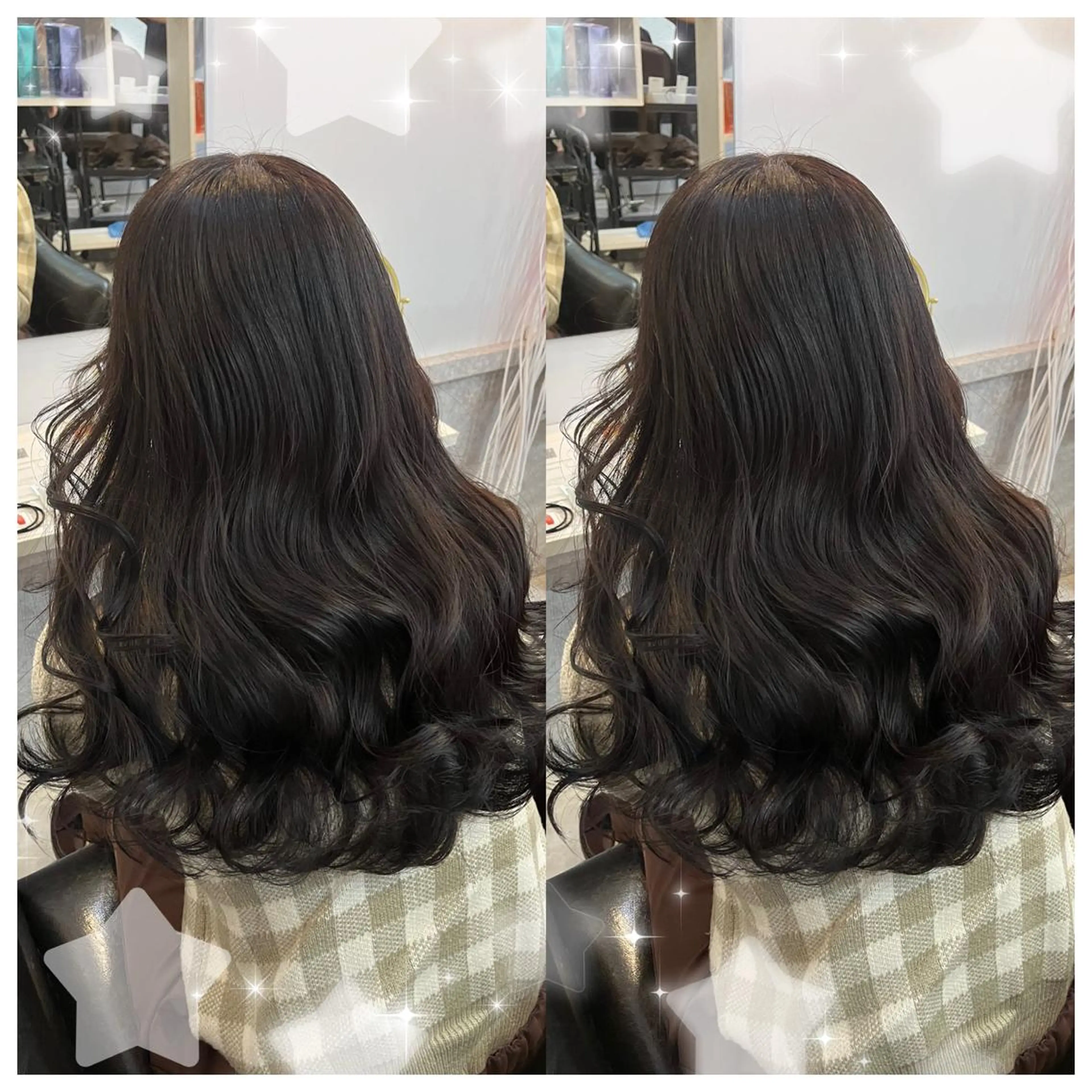 ロング カラー シールエクステ バレイヤージュ 黒髪 ブリーチ ブルーカラー セキグチ💞 lilaのマツエク・マツパデザイン