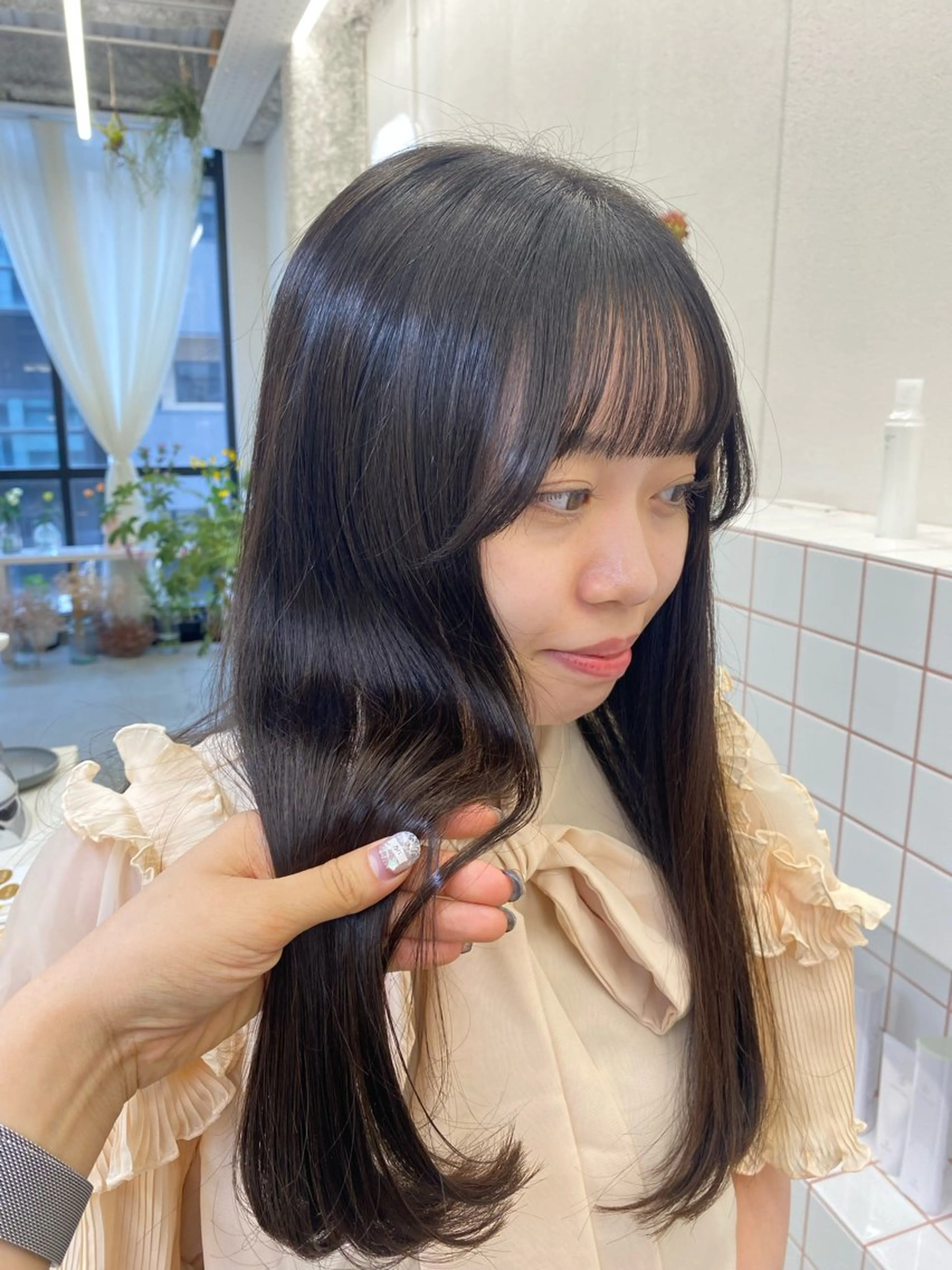 ロング カラー 黒髪 トリートメント ヘアカラー トリートメント NIKO/名古屋/ 伏見/花屋併設のヘアスタイル