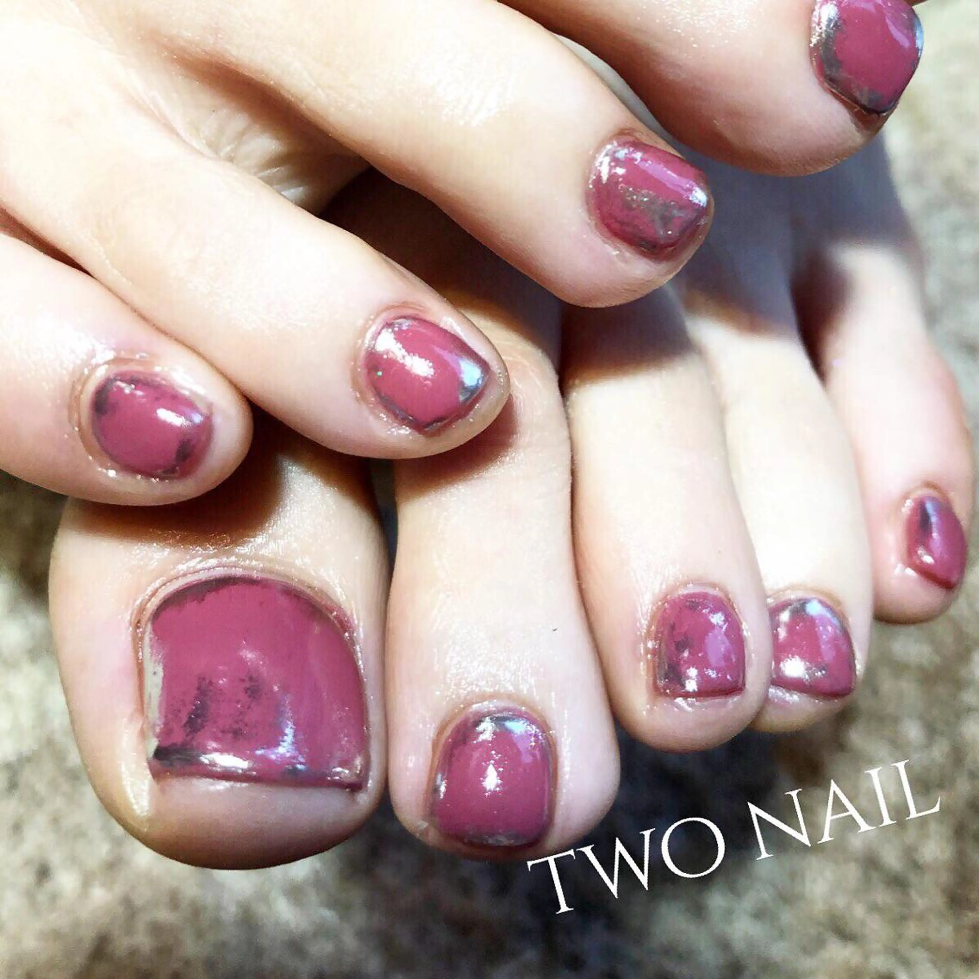 ネイル ミラーネイル ワンカラーネイル フットネイル two nailのネイルデザイン