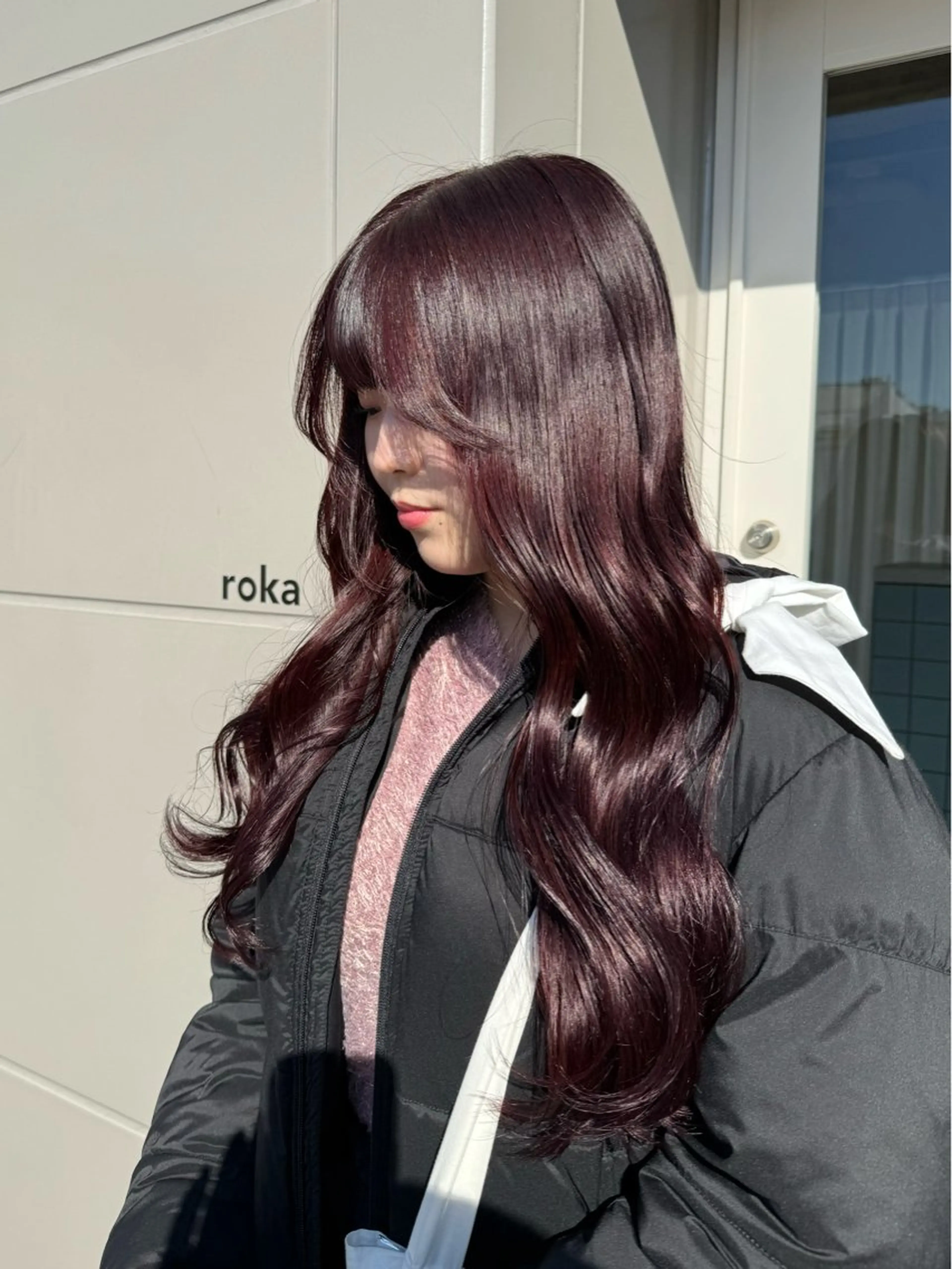 ロング カラー レッドカラー ayaka♡ 柔らかカラーのヘアスタイル