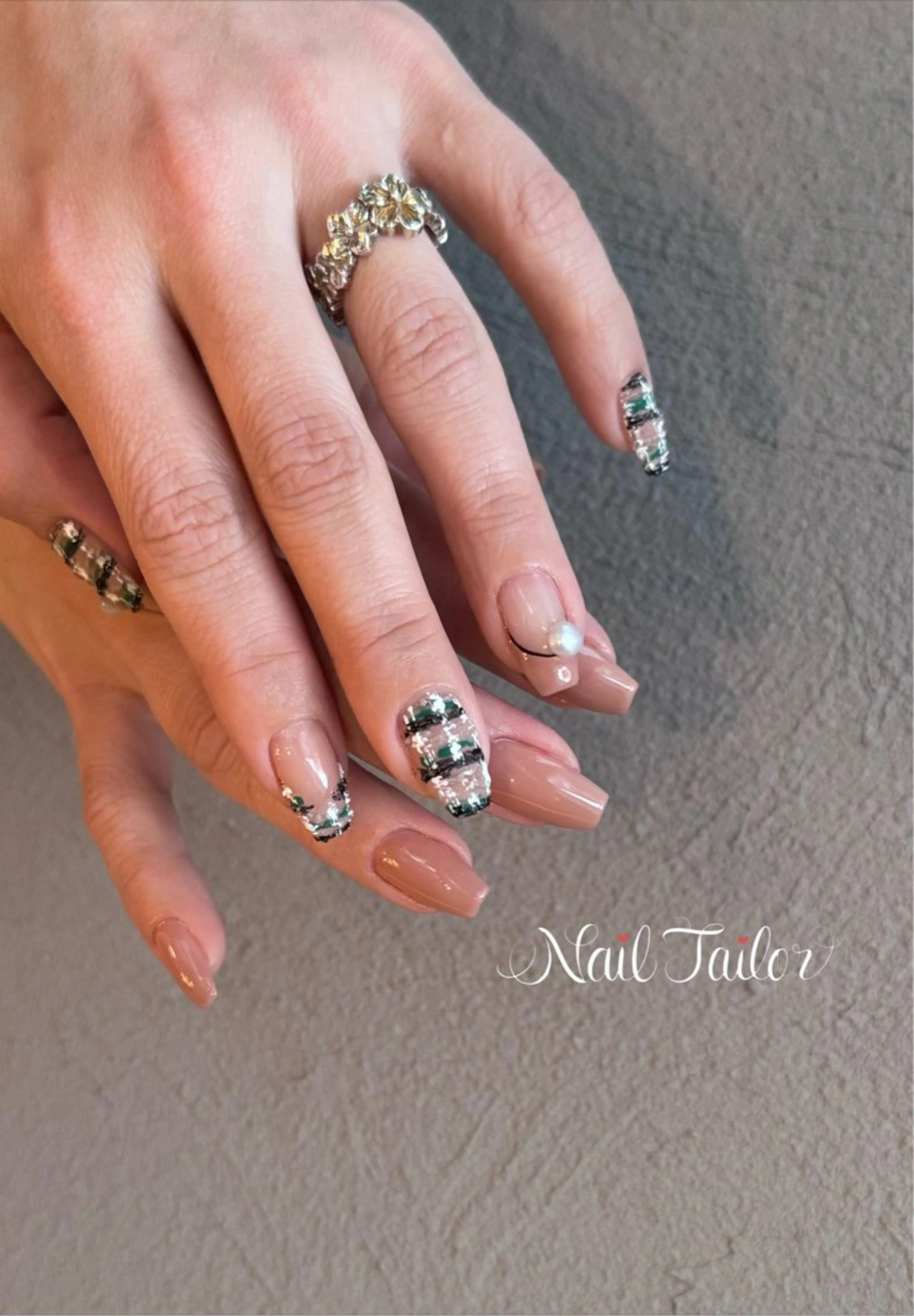 ネイル 春ネイル ツイードネイル ハンドネイル 〜Nail Tailor〜　ネイルテイラー所属・NailTailor ネイルテイラーのネイルデザイン