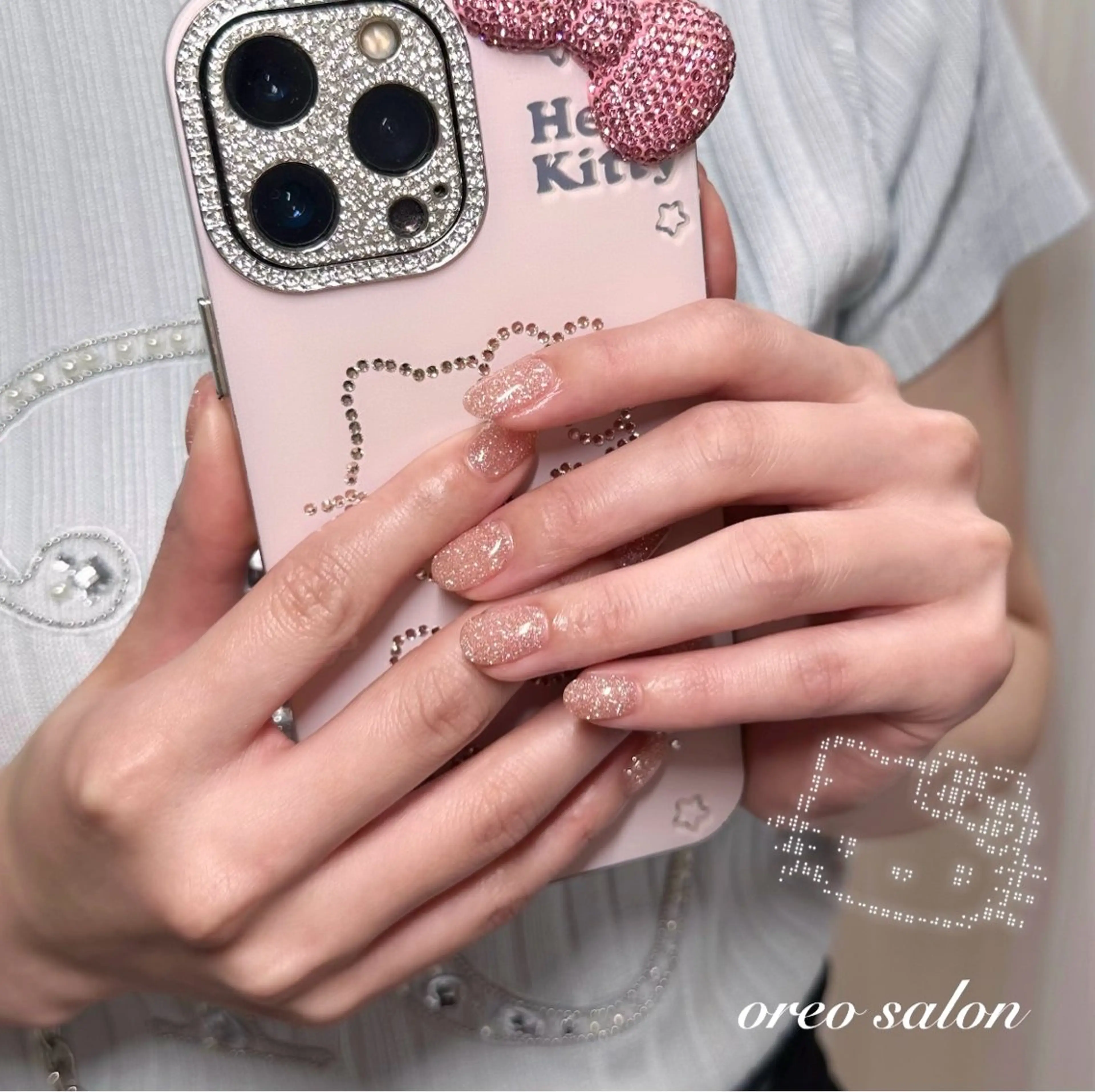 ネイル フラッシュネイル ジェルネイル ガーリー ハート キラキラネイル oreo salon miyu 池袋のネイルデザイン