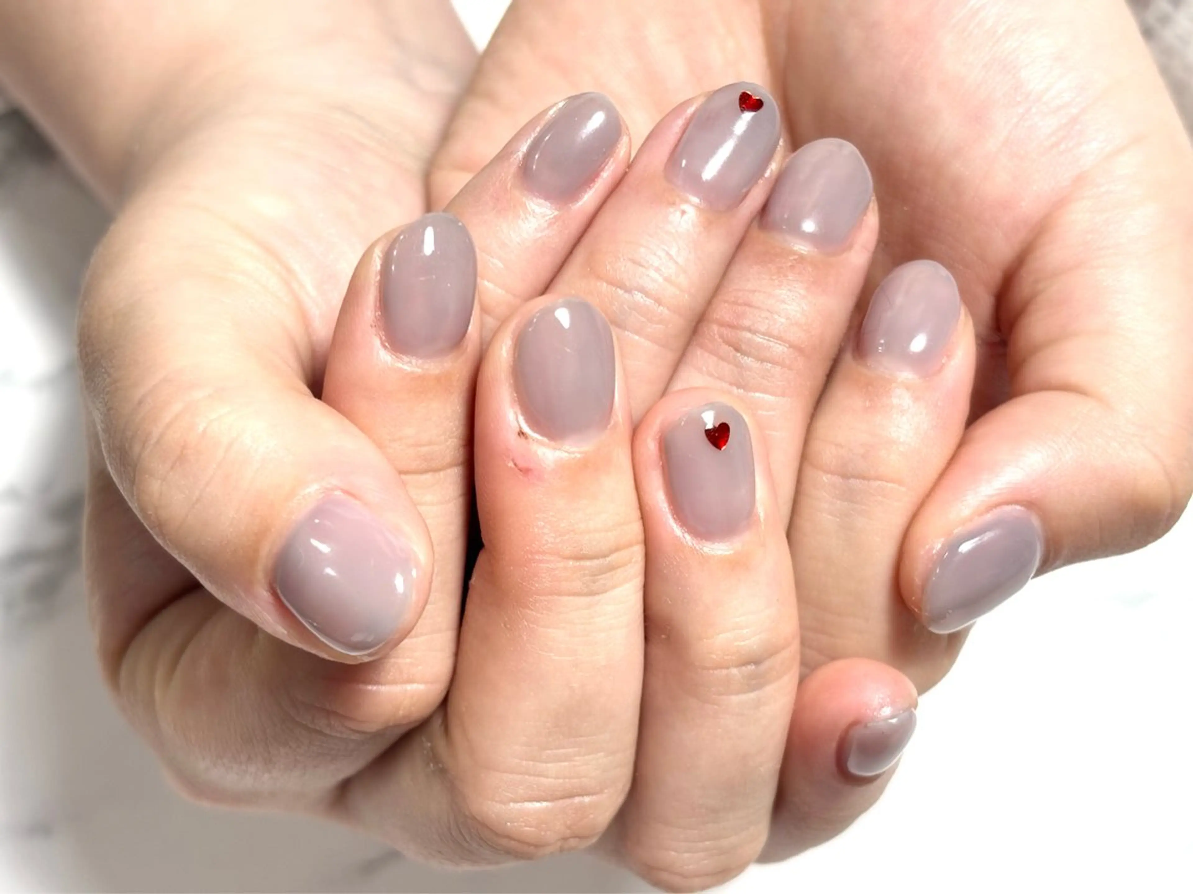 ネイル ハート ワンカラーネイル Nail&Spa SeaGlass所属・SeaGlass tomoのネイルデザイン
