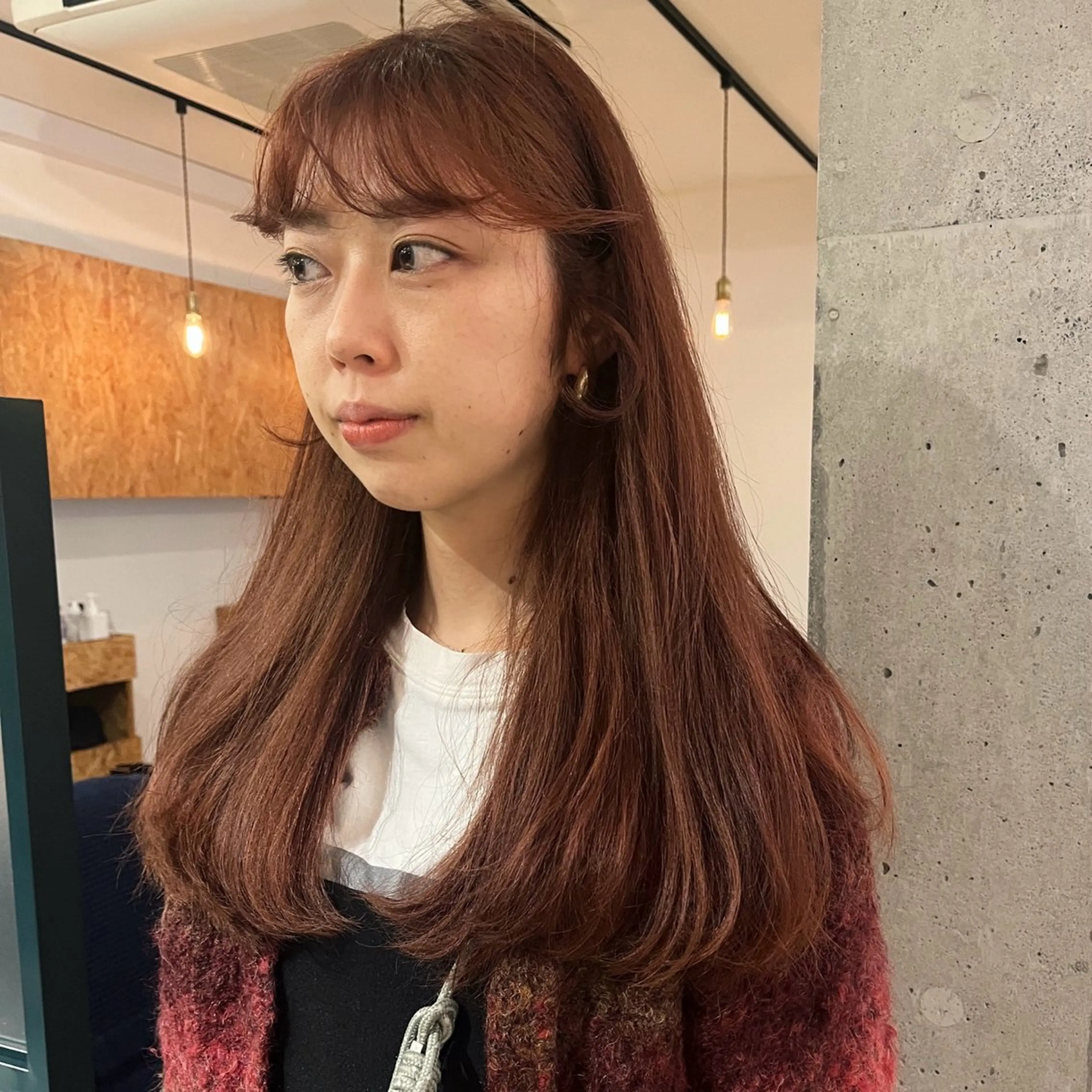 ロング オレンジブラウン 暖色/パーマ 🌼クニトウメイのヘアスタイル