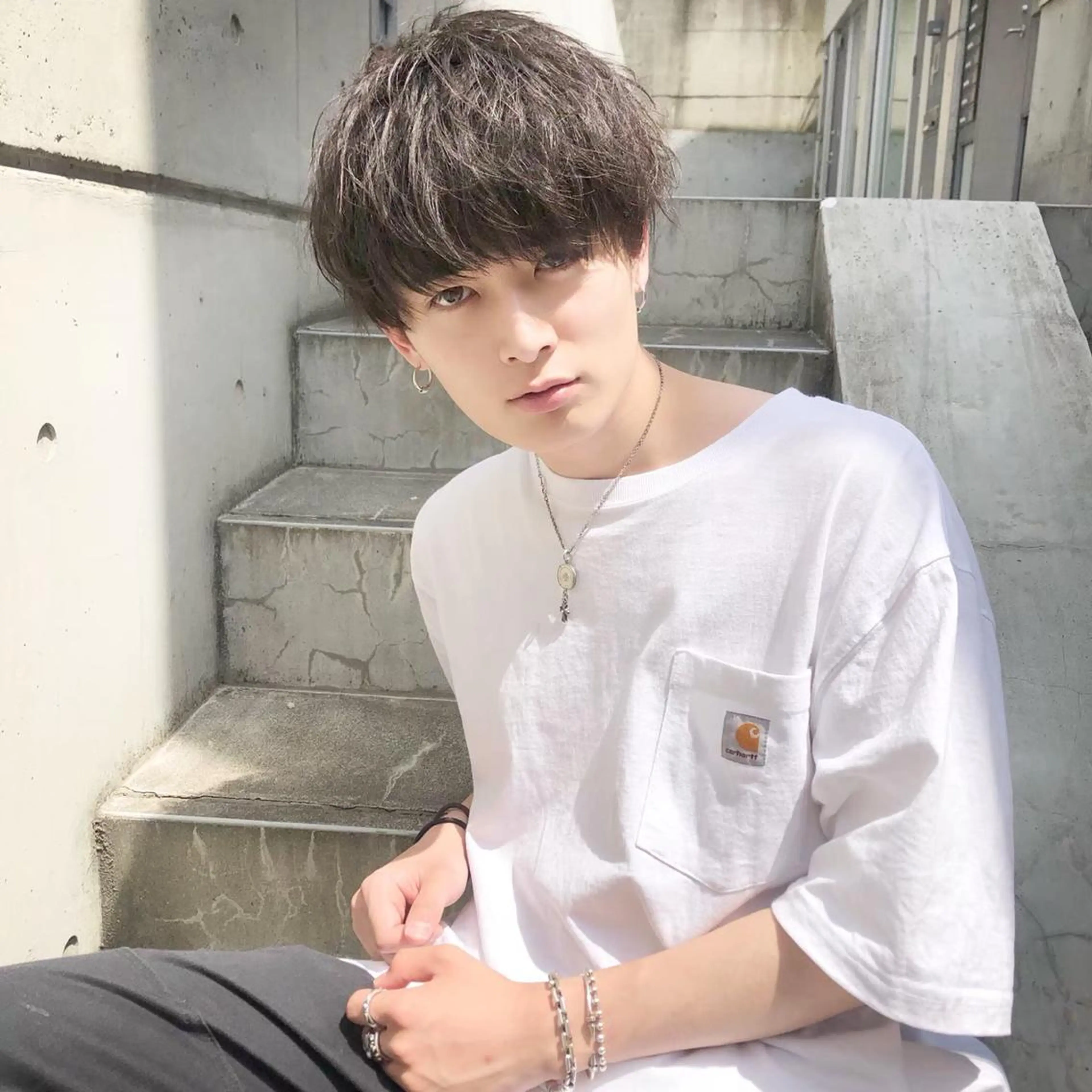 ショート カラー パーマ ヘアアレンジ メンズ キッズ ネイル 🟦ニュアンス/メン ズパーマ横浜🟦のヘアスタイル