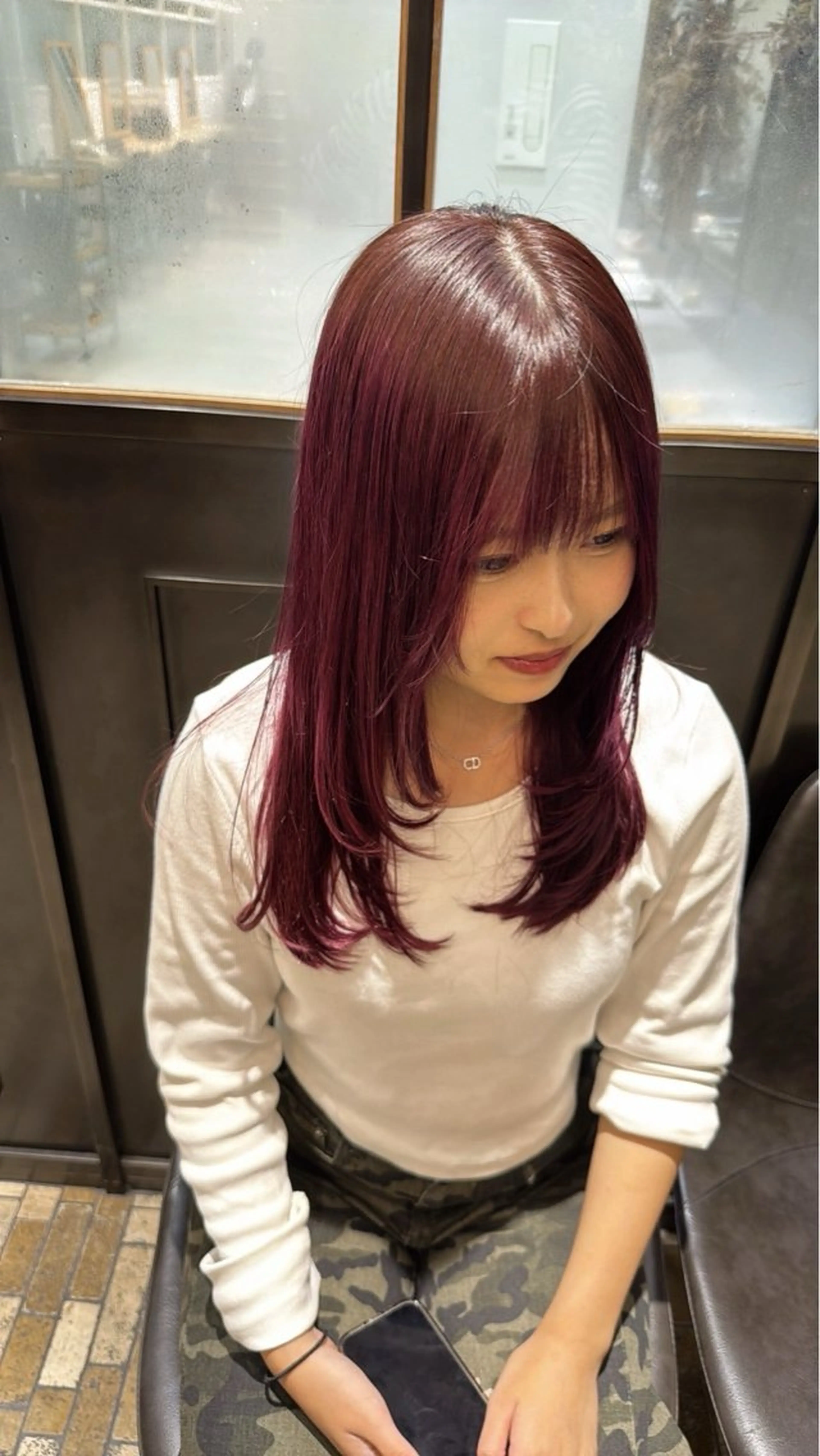 セミロング 顔まわりレイヤー 顔周りカット レイヤーカット カット レイヤーカット /momocaのヘアスタイル