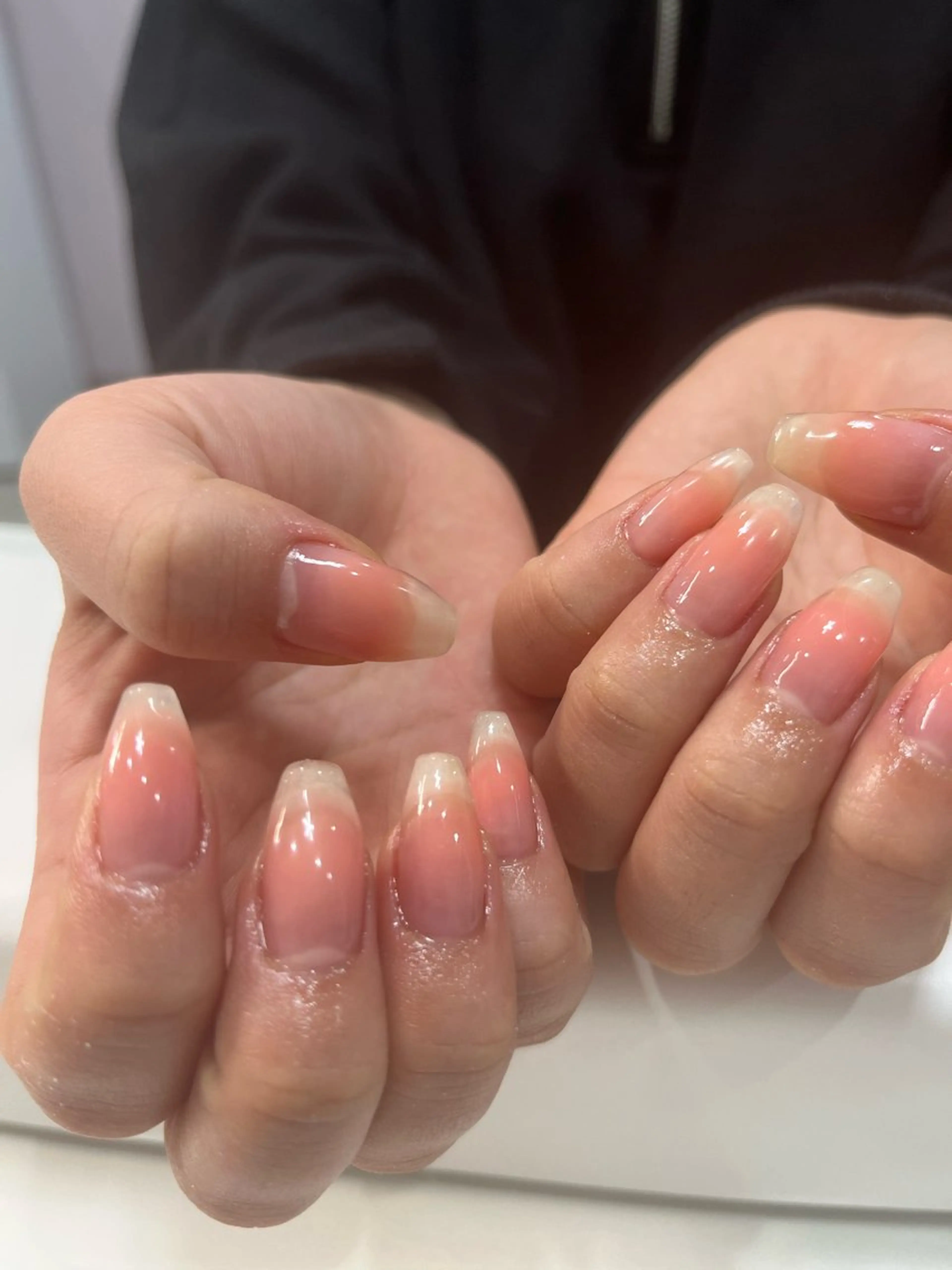 ネイル チークネイル クリアネイル ピンク シンプルネイル wooone所属・鶴橋wooone nail.rieのネイルデザイン