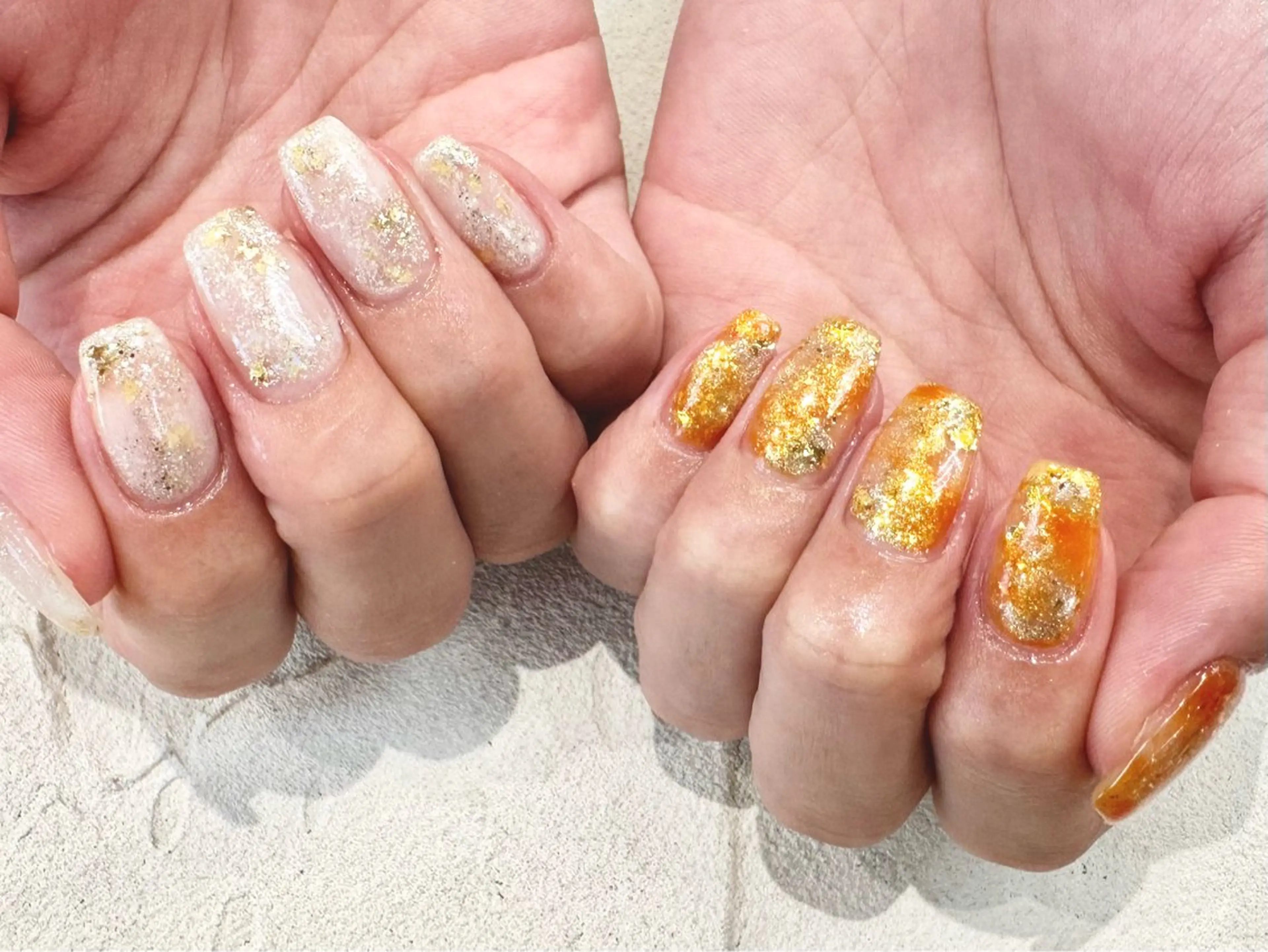 ネイル クリアネイル ニュアンスネイル オレンジ ハンドネイル ひなの🌻hina nail自宅サロンのネイルデザイン