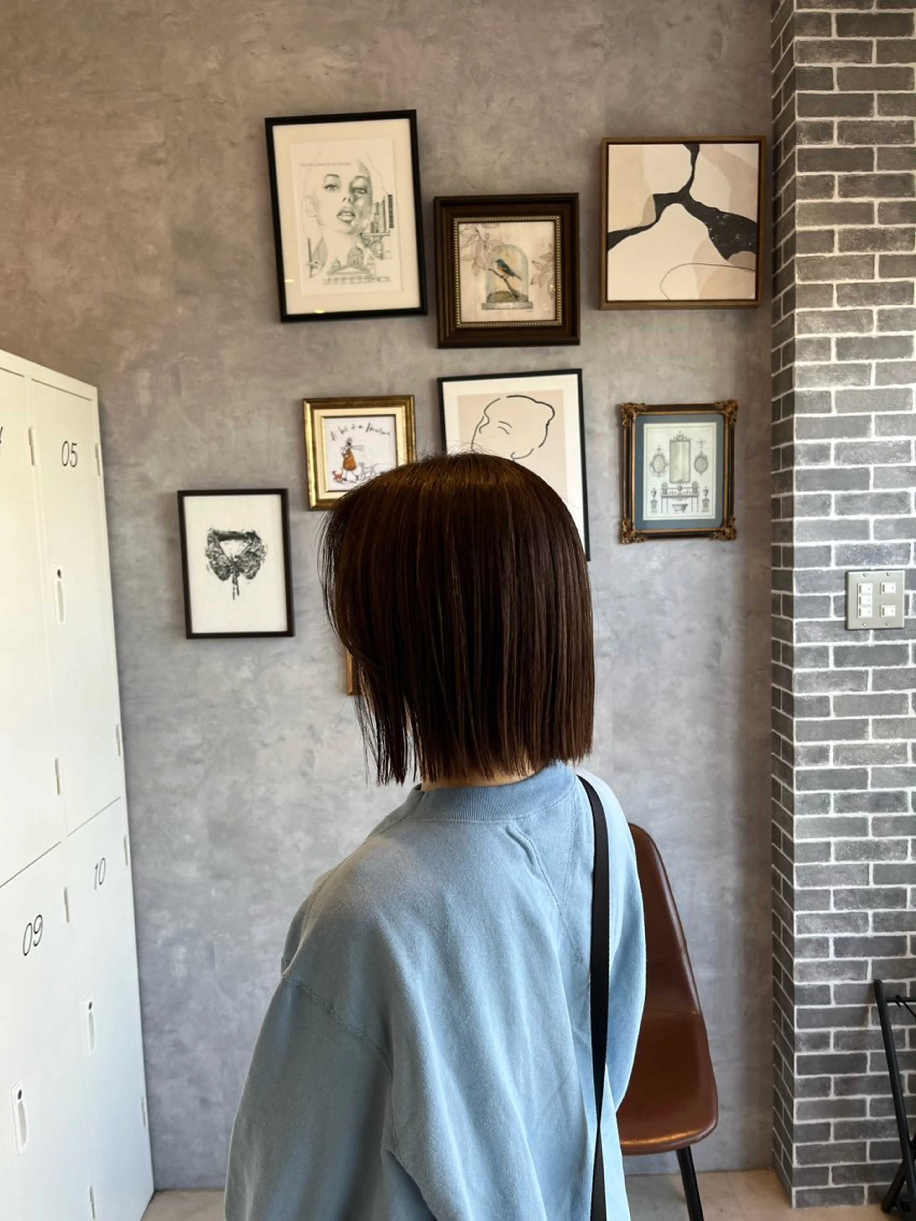 ミディアム カラー 切りっぱなしボブ ショートボブ ボブ 外ハネヘア ヘアカラー トリートメント nagi所属・横田直也／韓国風 レイヤーカット／千種のヘアスタイル